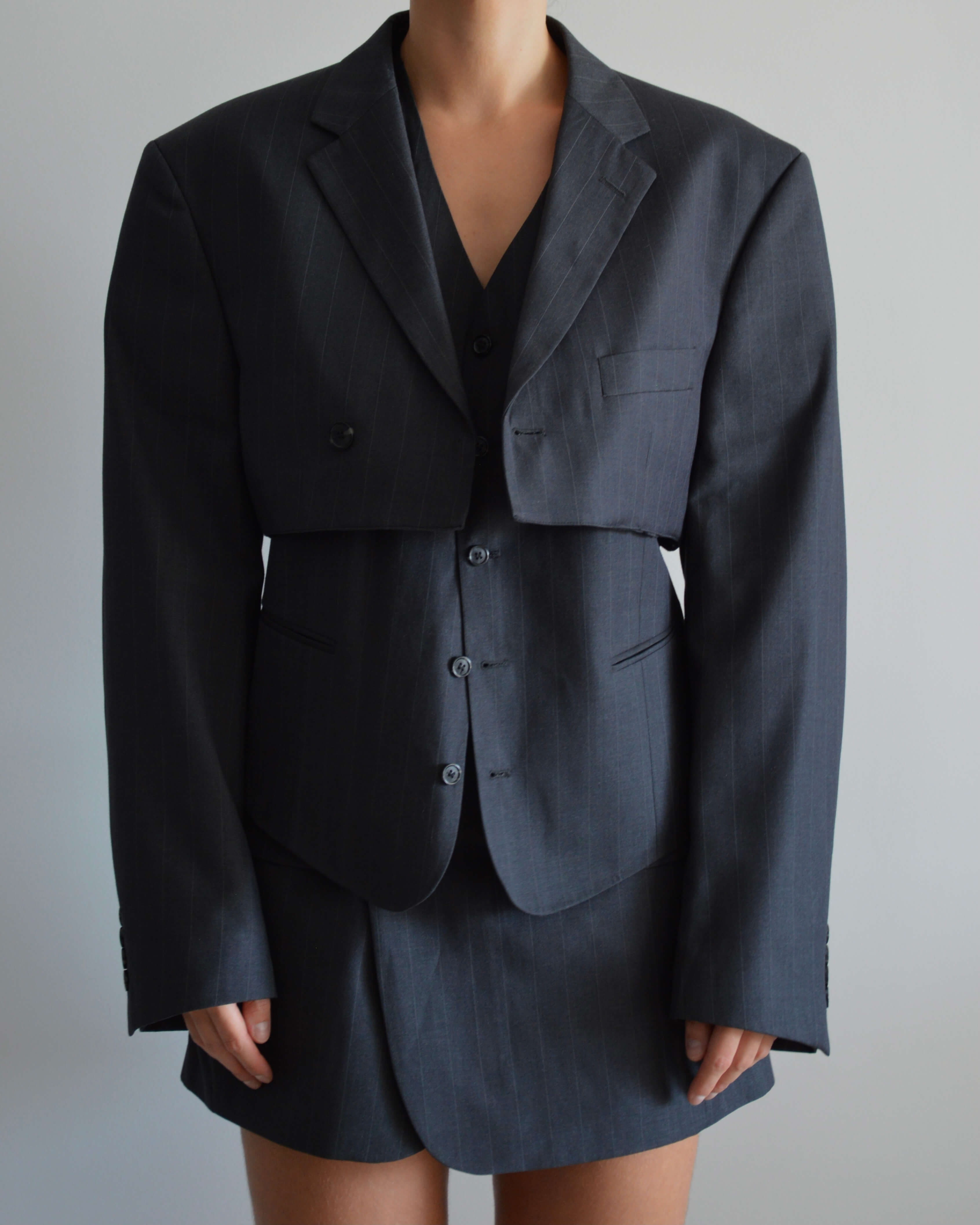 Chaqueta y chaleco veganos - Gris oscuro (M)