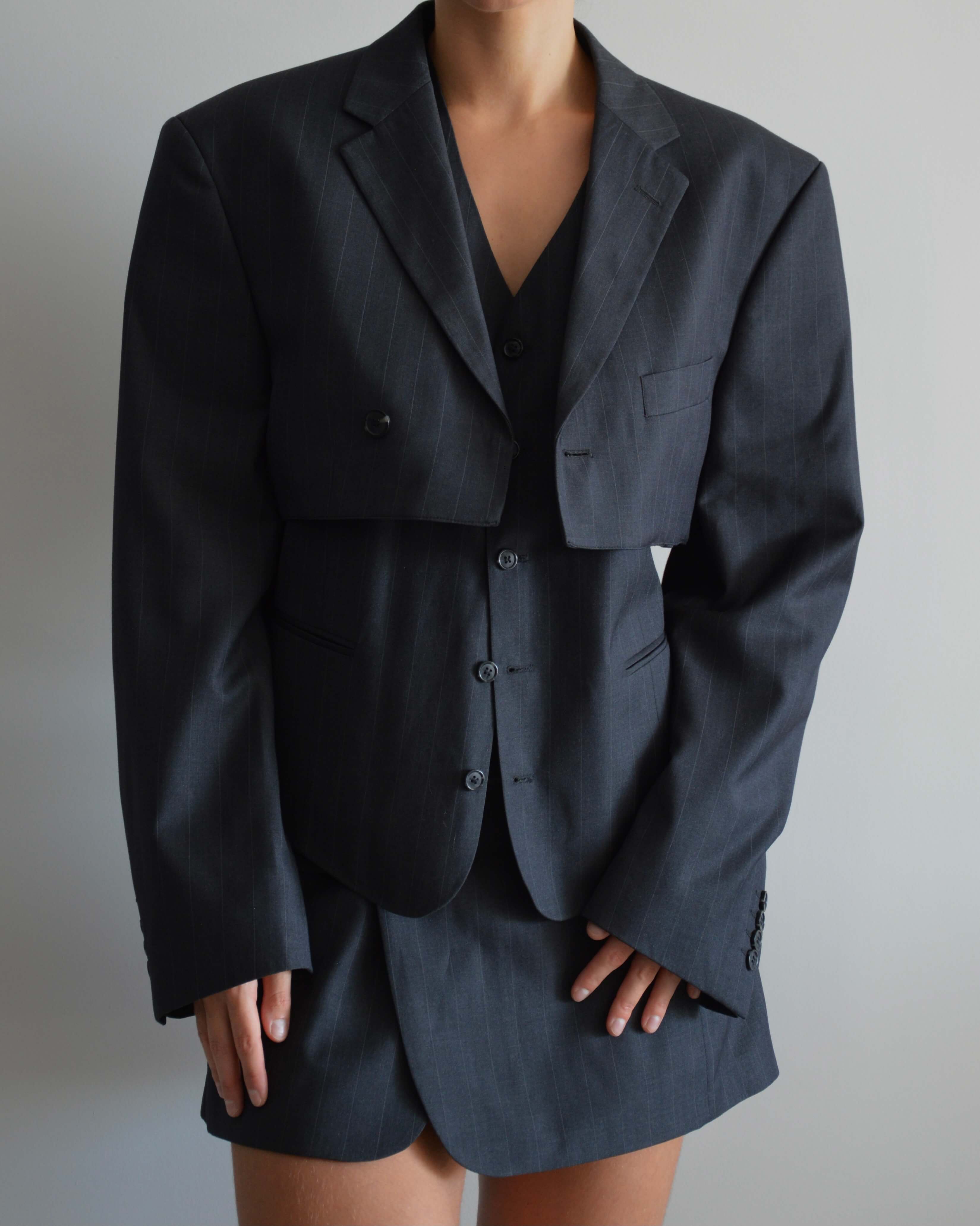 Chaqueta y chaleco veganos - Gris oscuro (M)