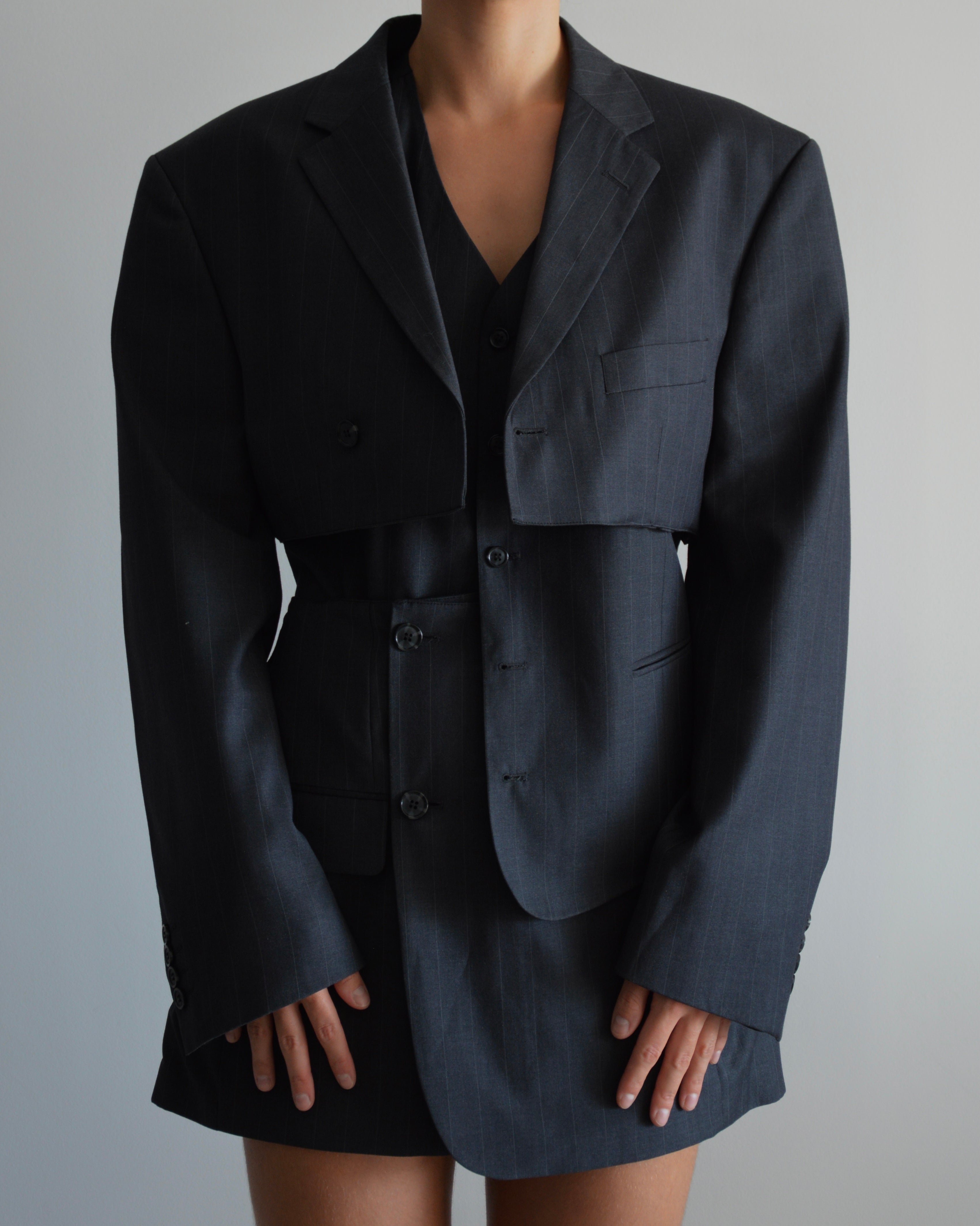 Chaqueta y chaleco veganos - Gris oscuro (M)