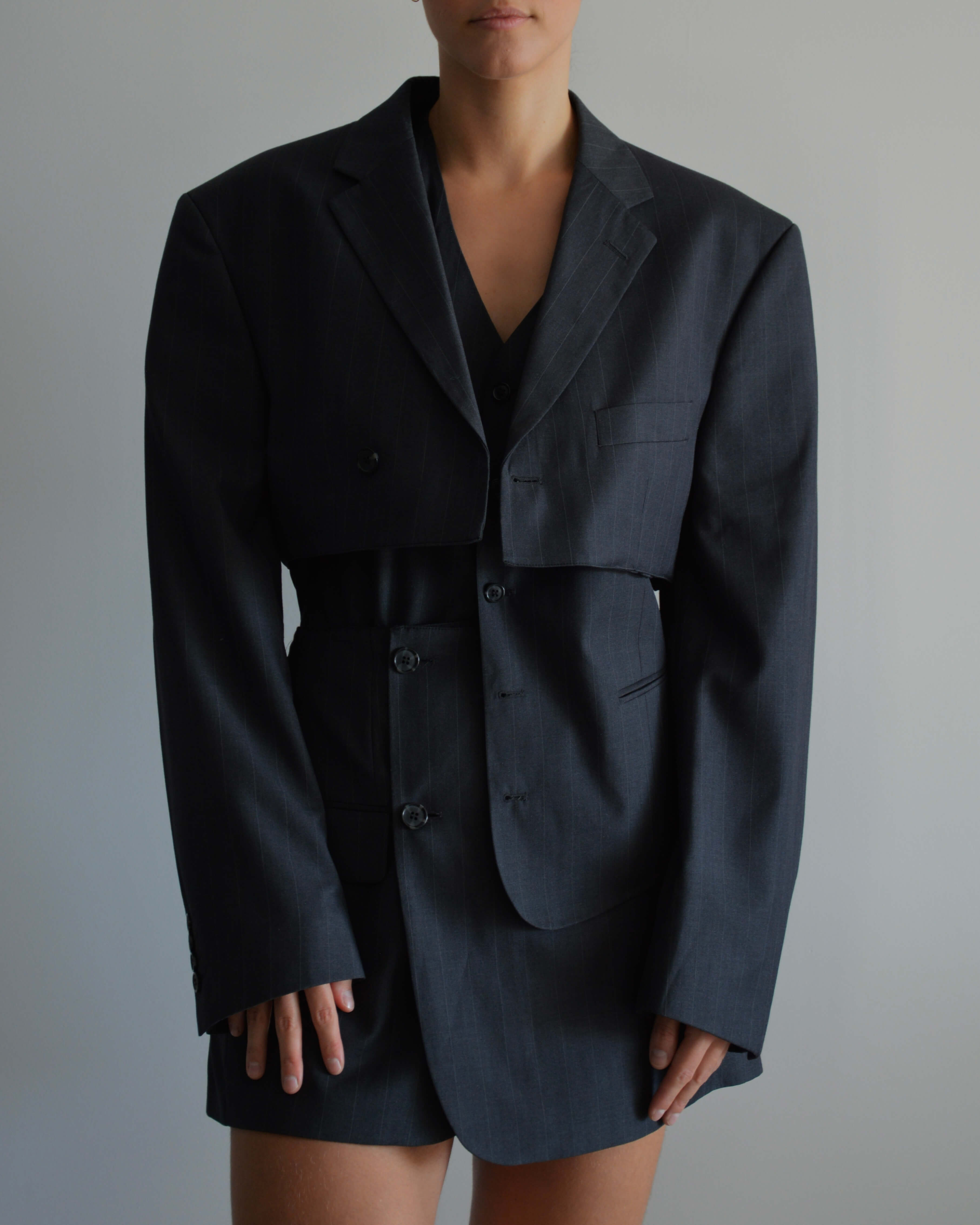 Chaqueta y chaleco veganos - Gris oscuro (M)