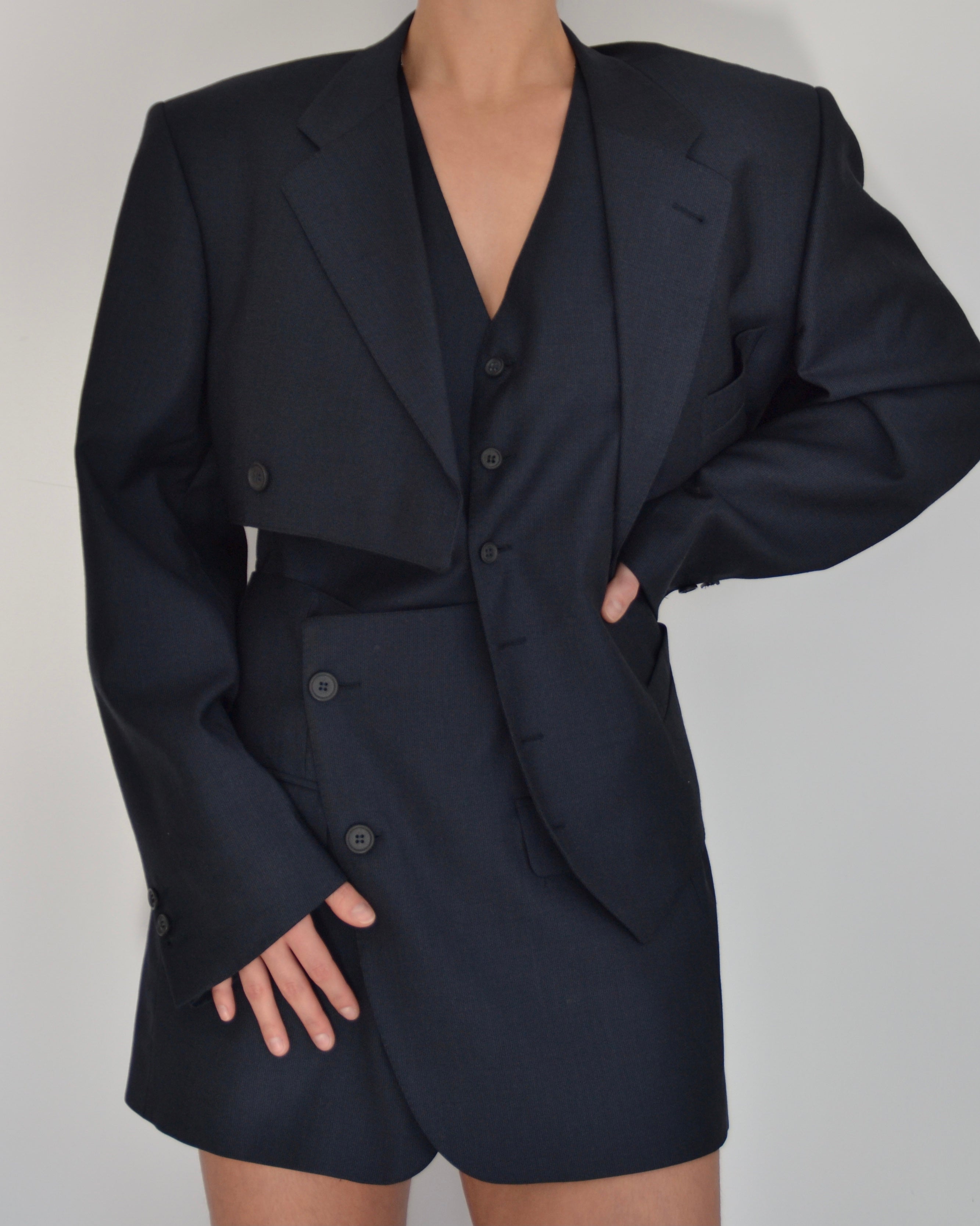 Blaset with vest - navy (S/M)