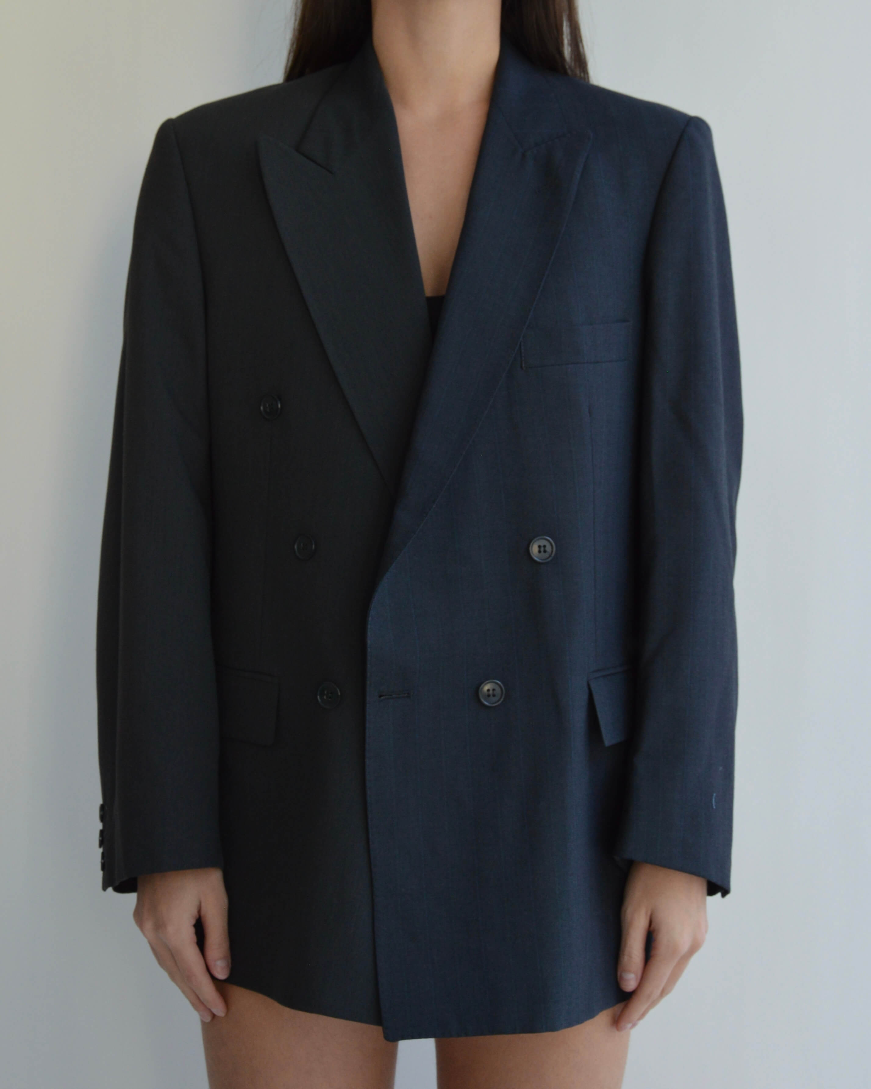DUO Blazer - Double Breasted Gray Navy (S/L)