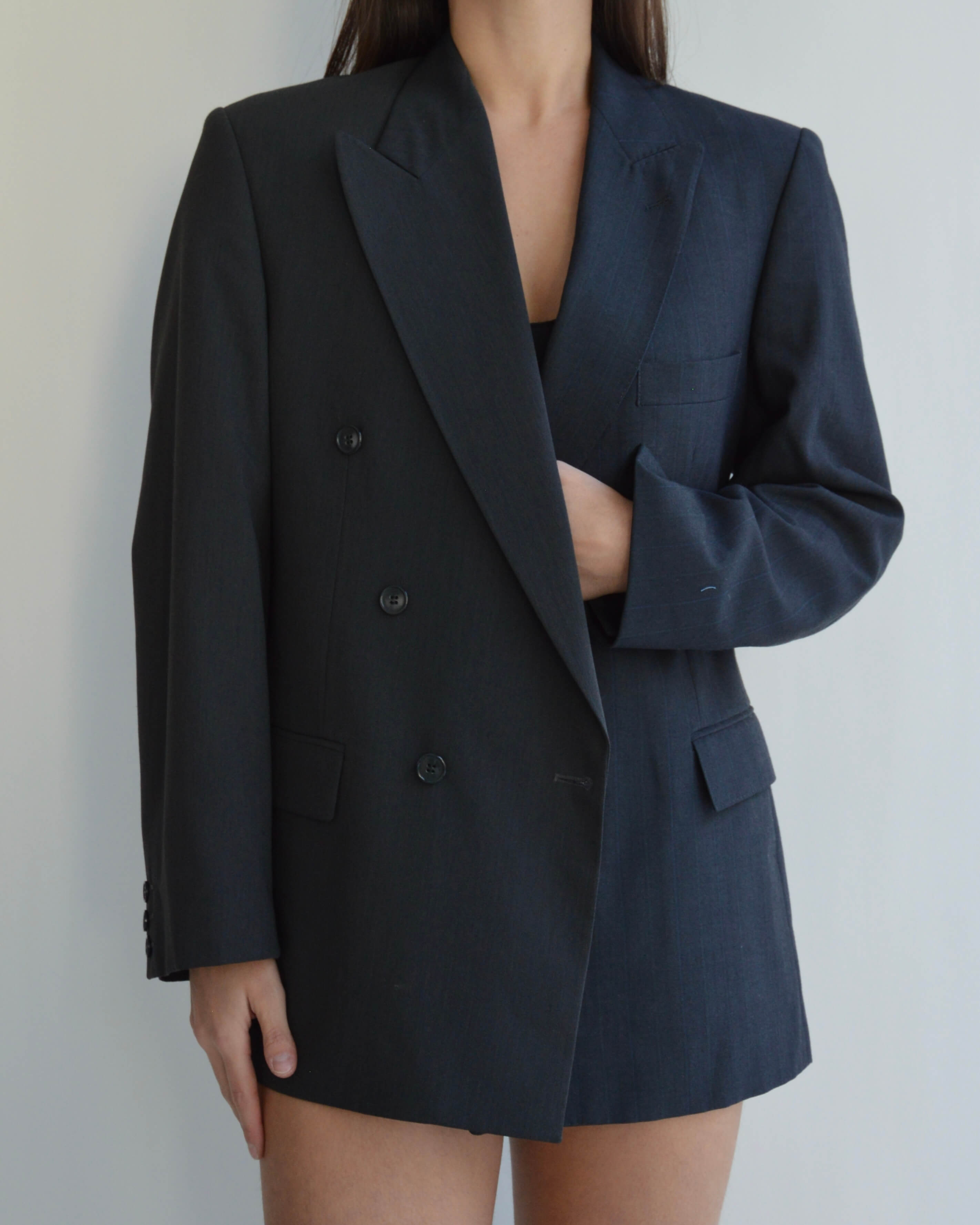 DUO Blazer - Double Breasted Gray Navy (S/L)