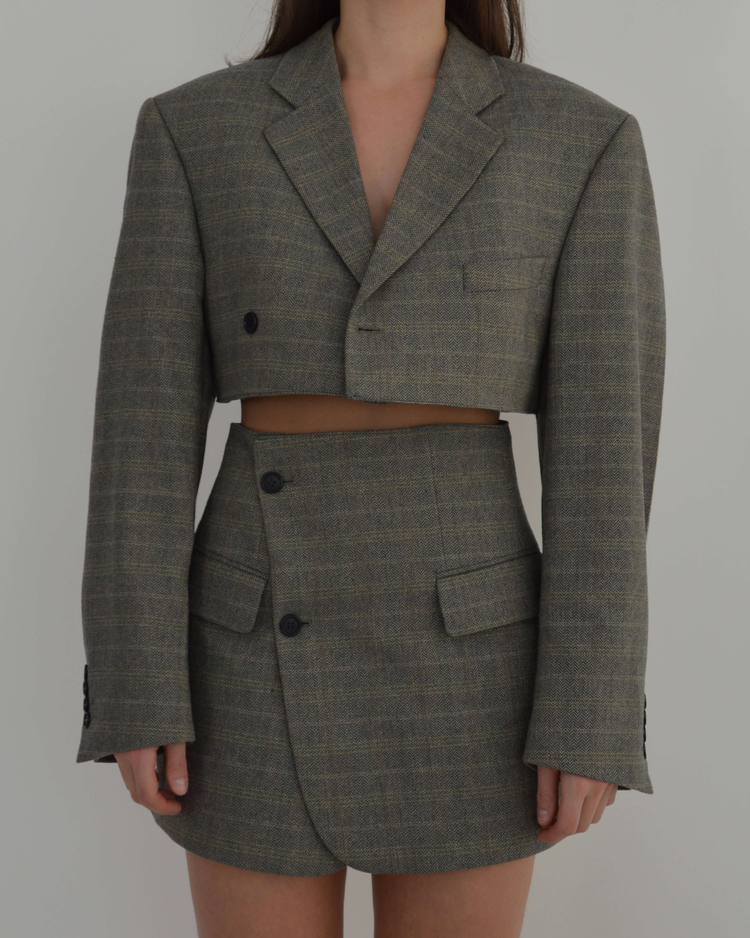 Blaset - Líneas de cuadros amarillo verdosos (talla S/M)