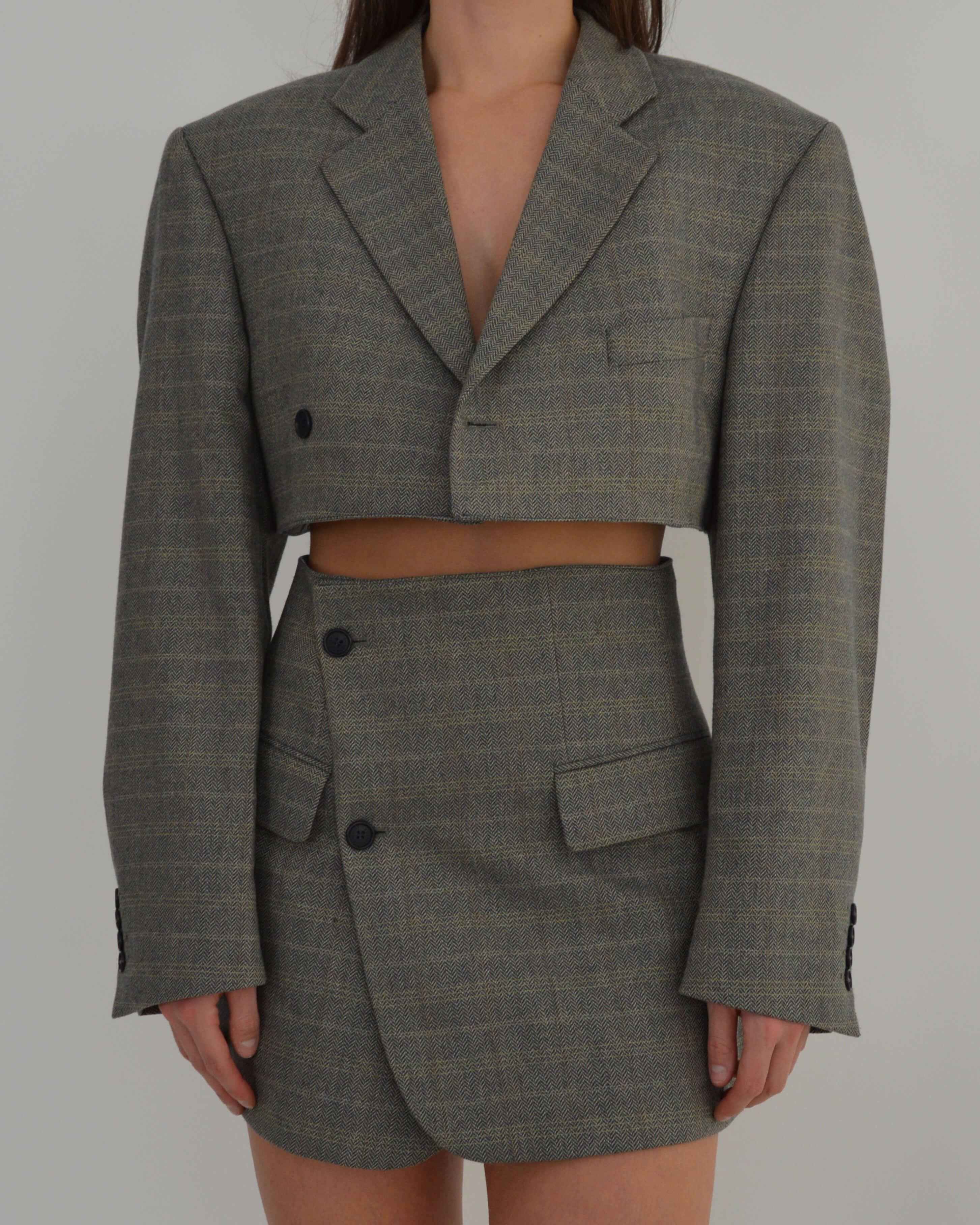 Blaset - Líneas de cuadros amarillo verdosos (talla S/M)