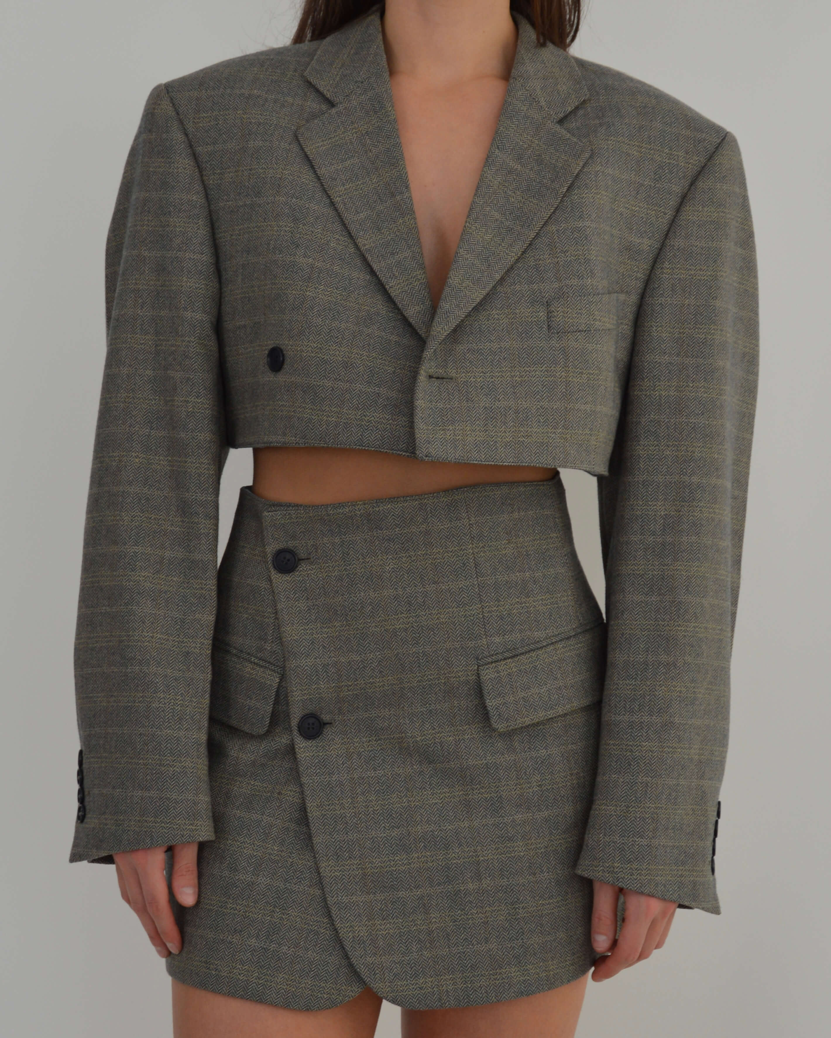 Blaset - Líneas de cuadros amarillo verdosos (talla S/M)