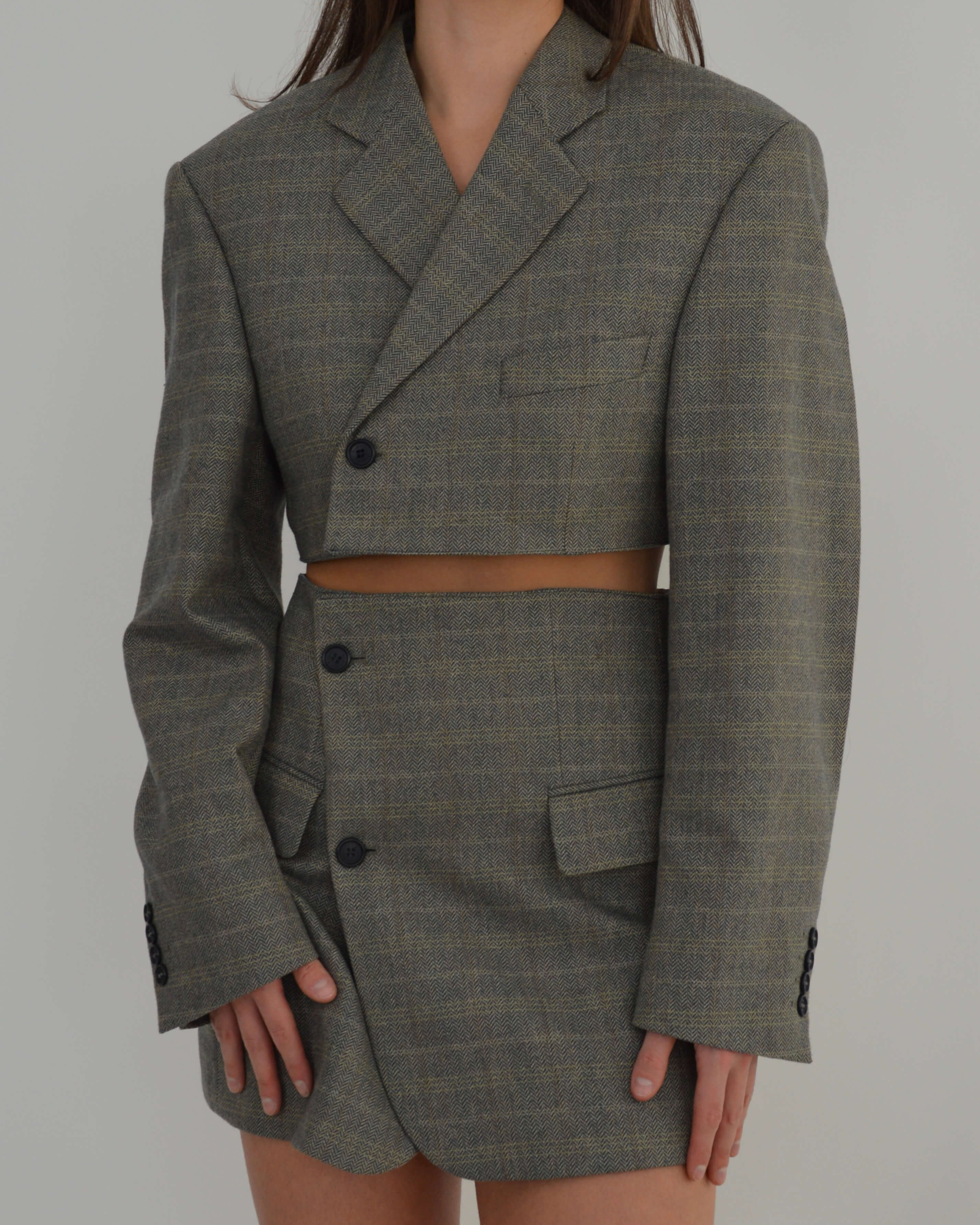 Blaset - Líneas de cuadros amarillo verdosos (talla S/M)