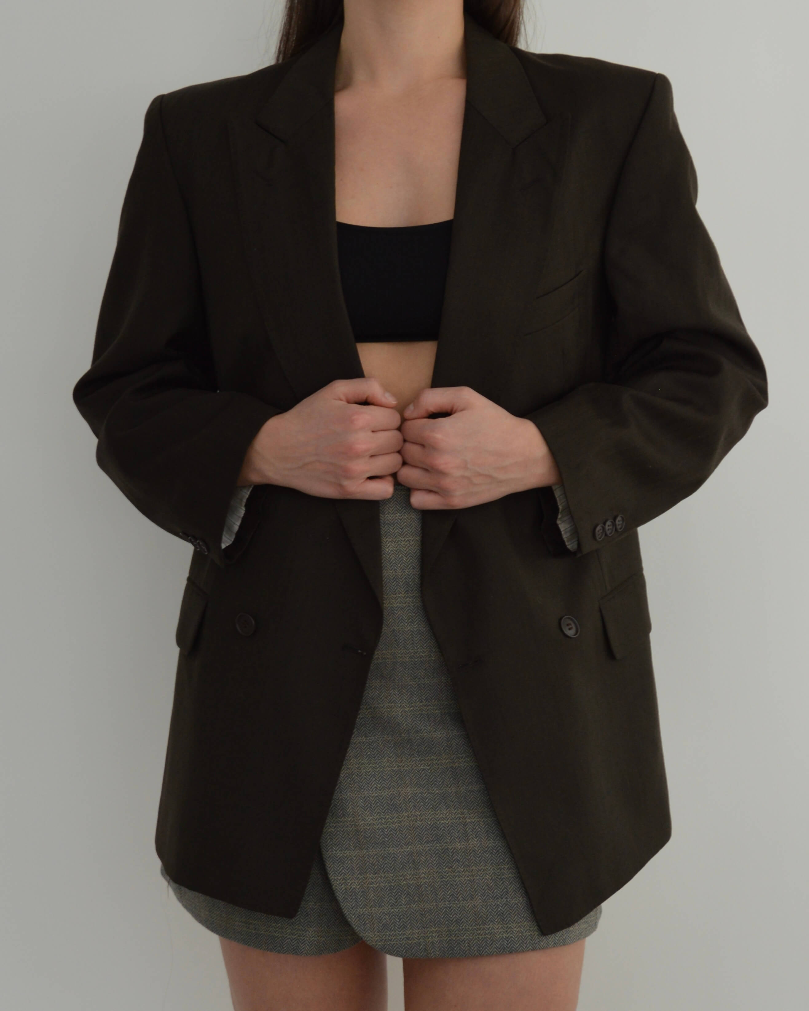 Blazer croisé vert olive (S/L)