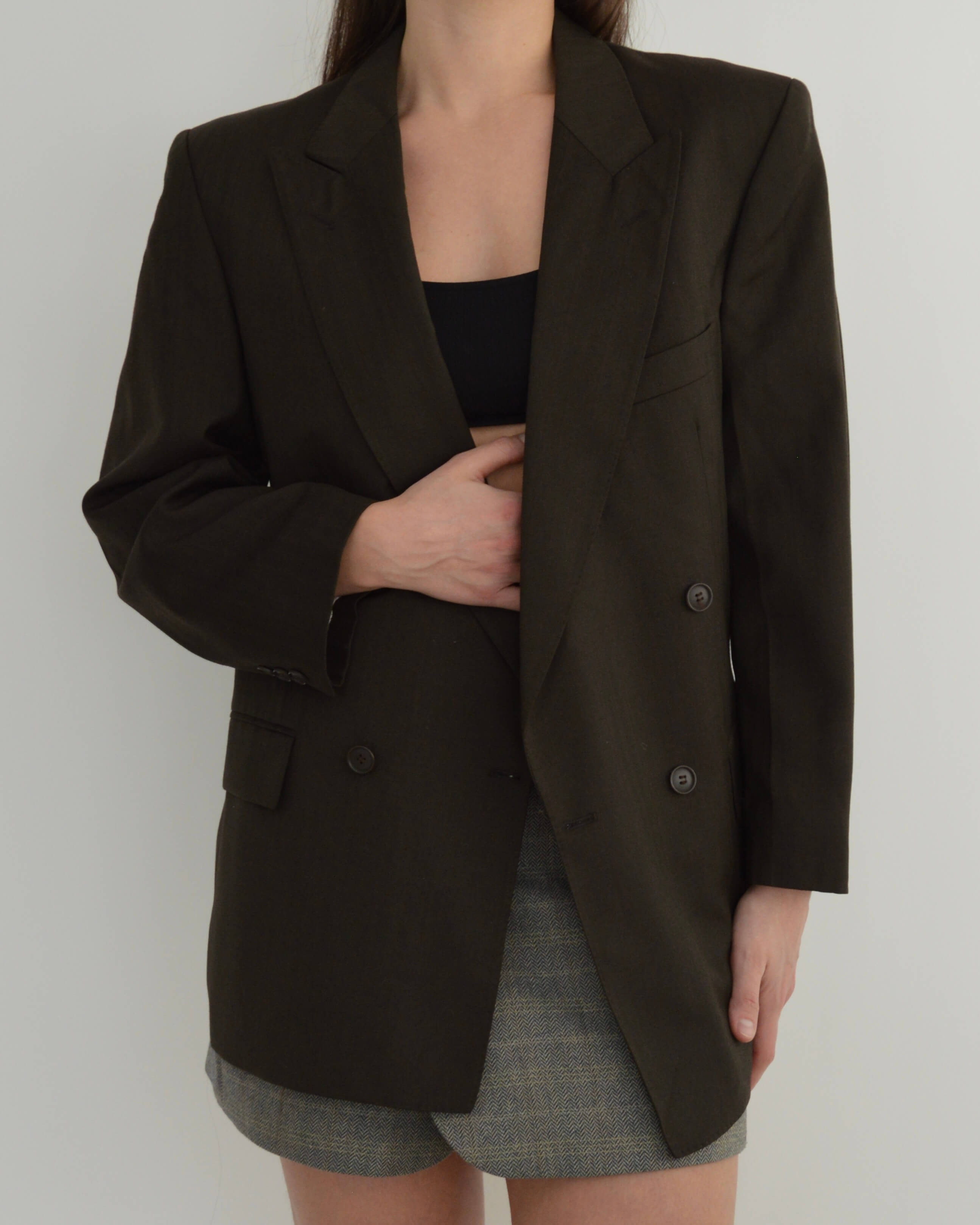 Blazer croisé vert olive (S/L)