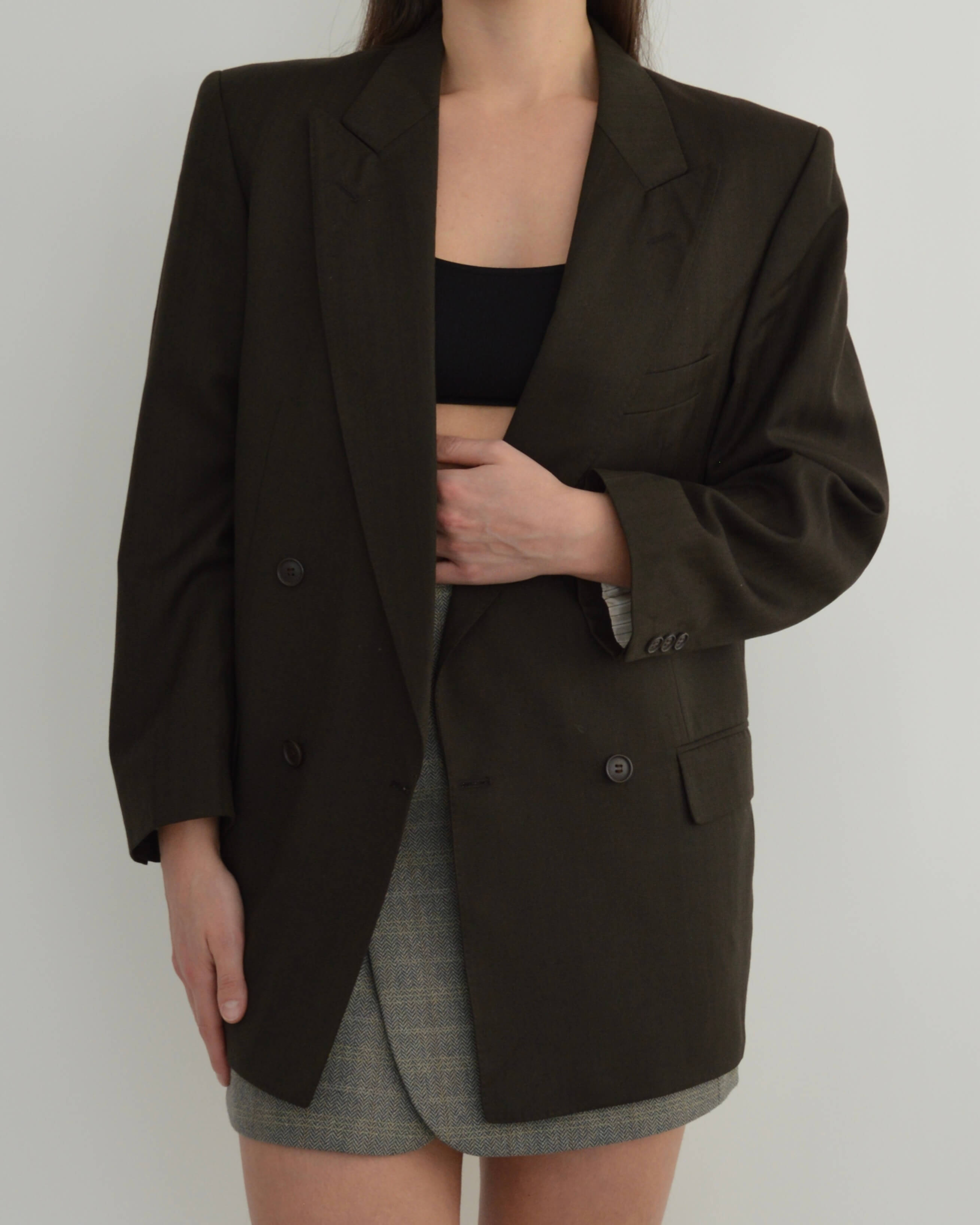 Blazer croisé vert olive (S/L)