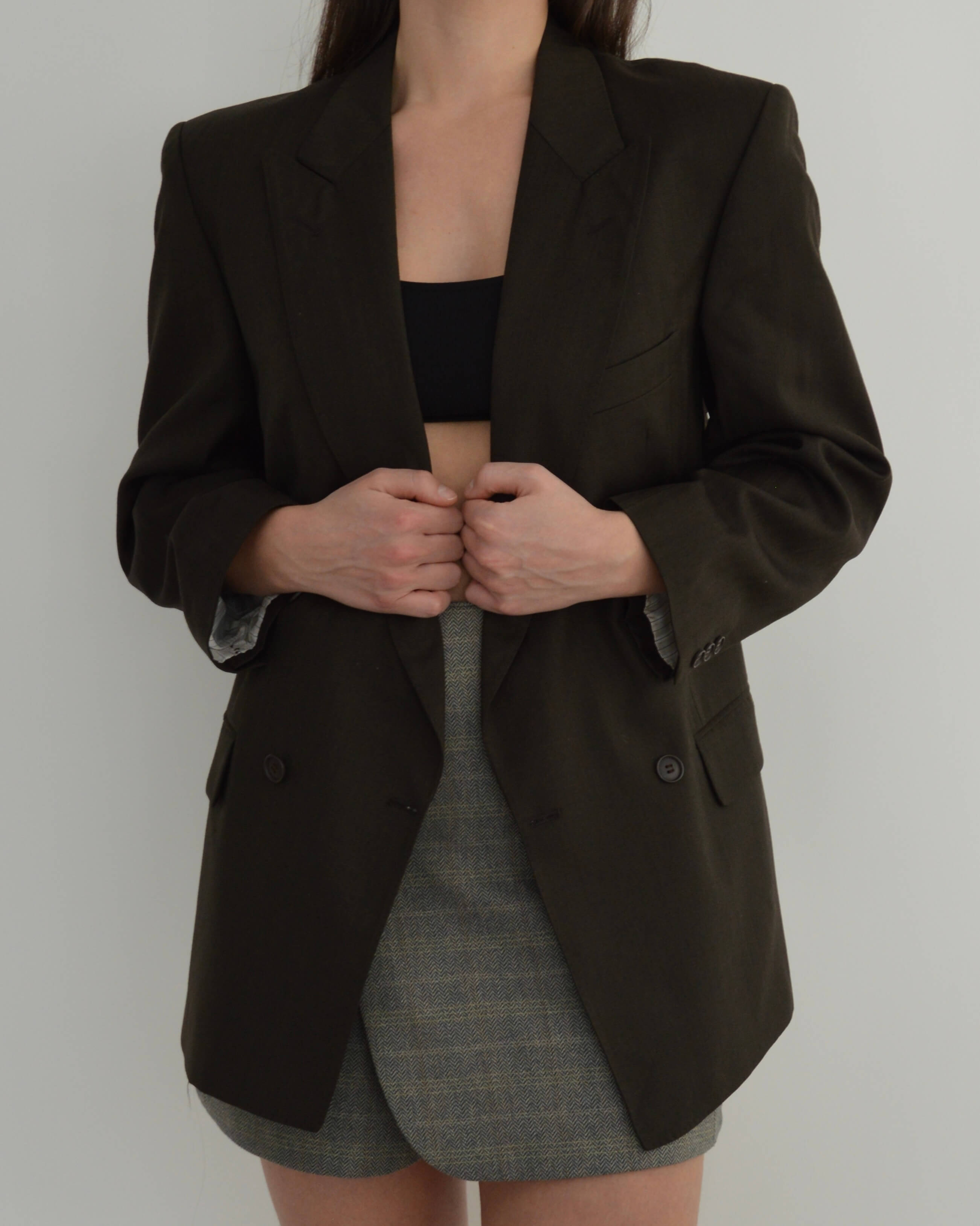 Blazer croisé vert olive (S/L)