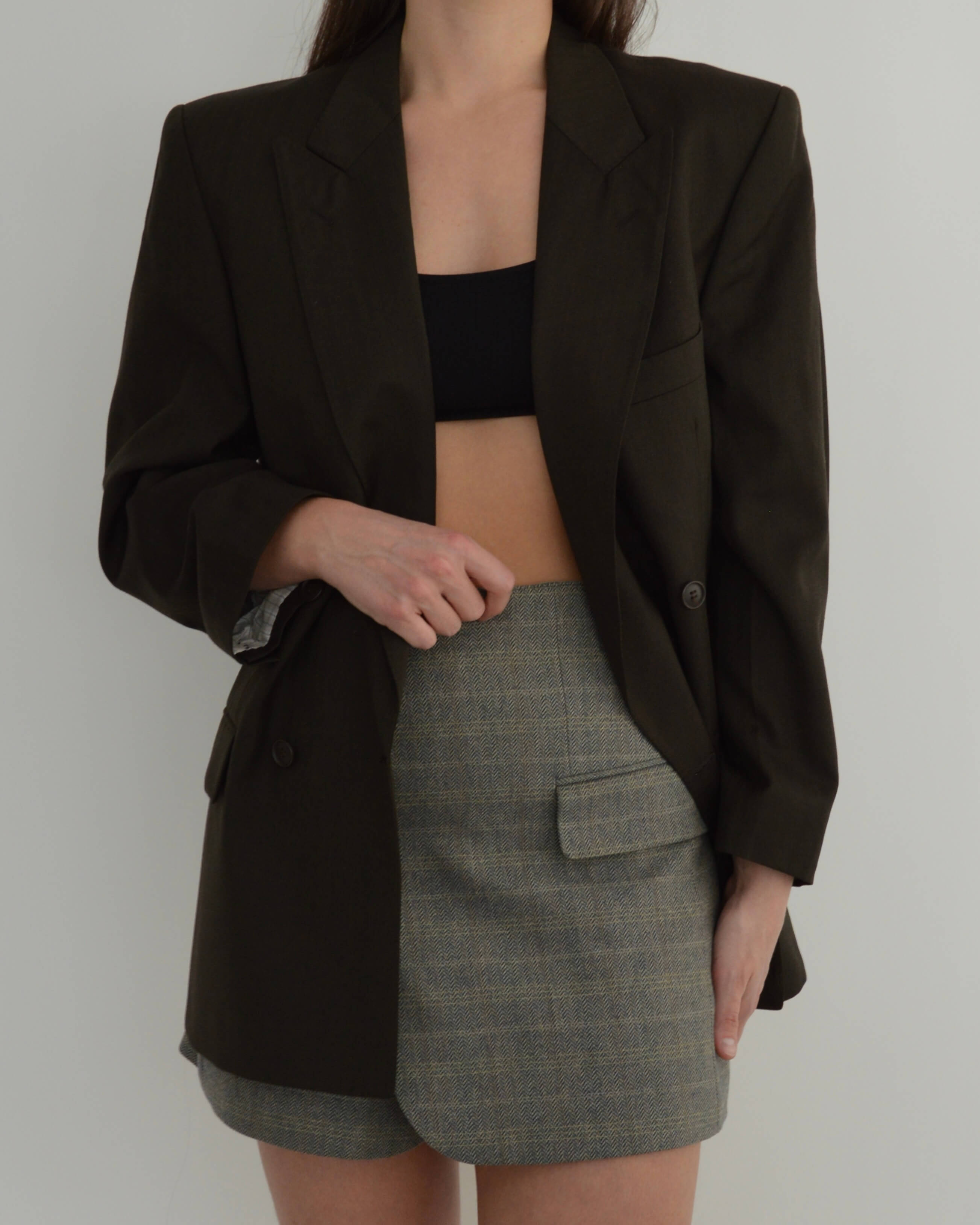 Blazer croisé vert olive (S/L)