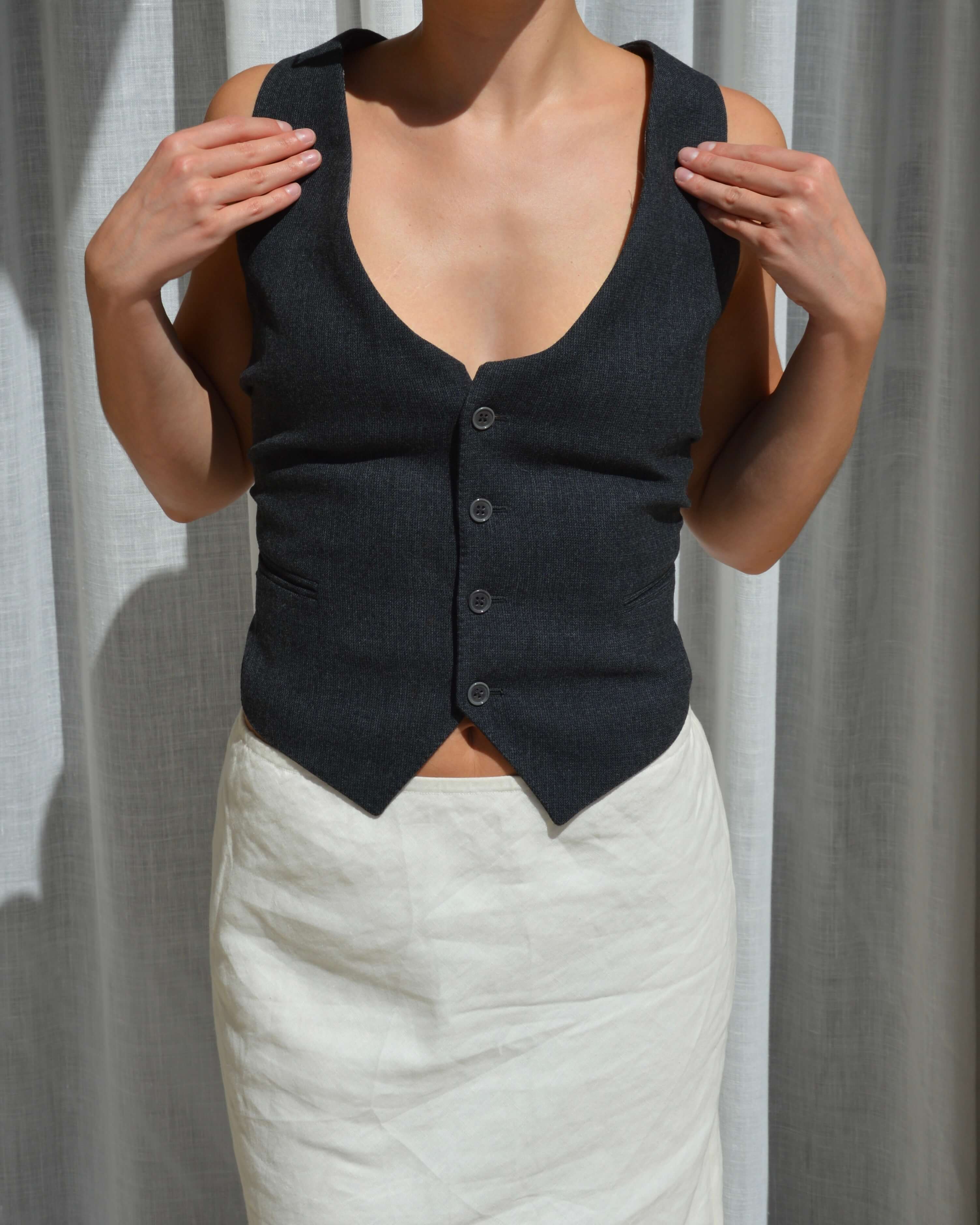 Halter Vest - Textured Dark Gray (S/L)