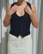 Halter Vest - Navy White Lines (XS/M)