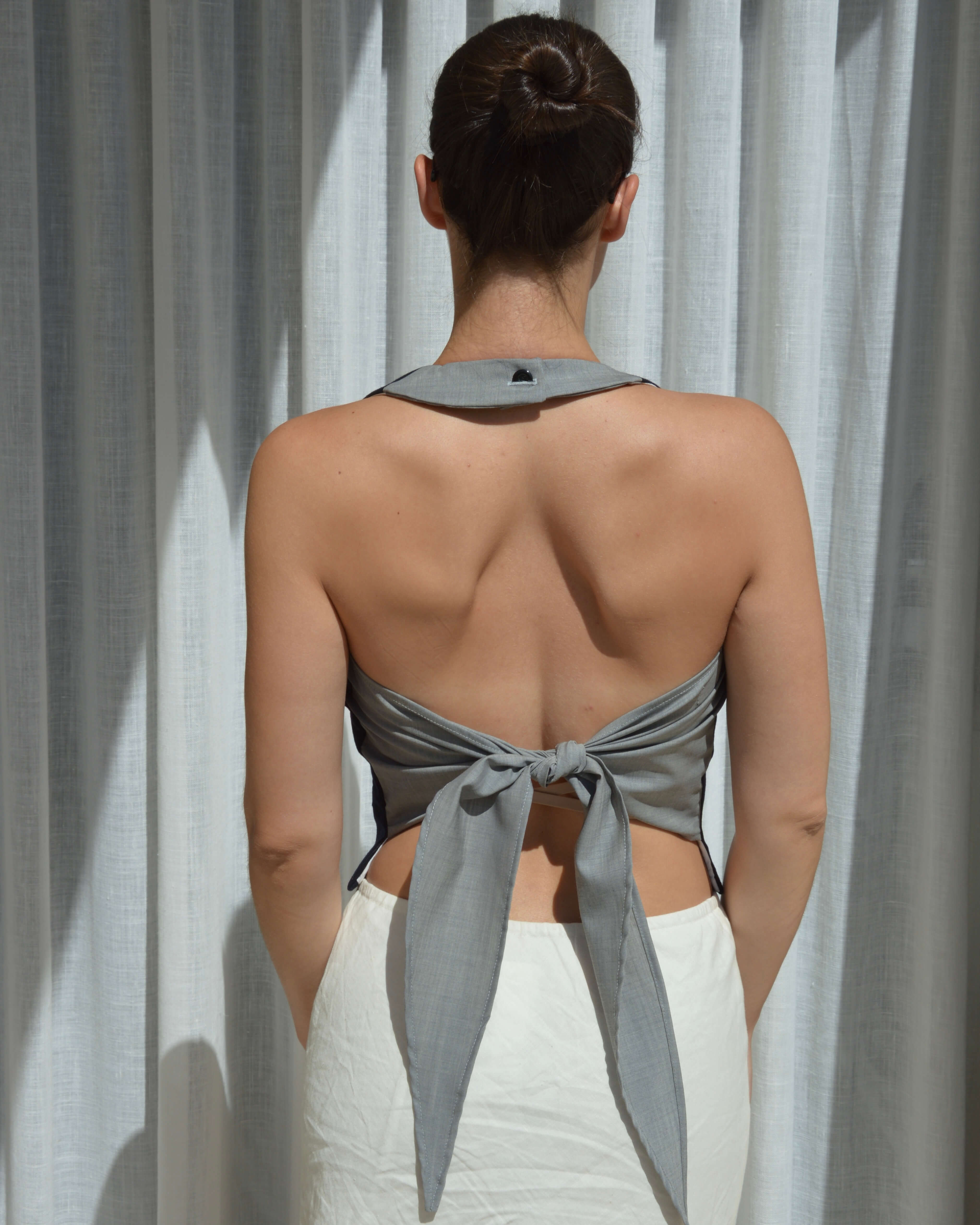 Chaleco Halter - Líneas Blancas Azul Marino (XS/M)