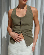 Halter Vest - Green Two Tones (S/L)