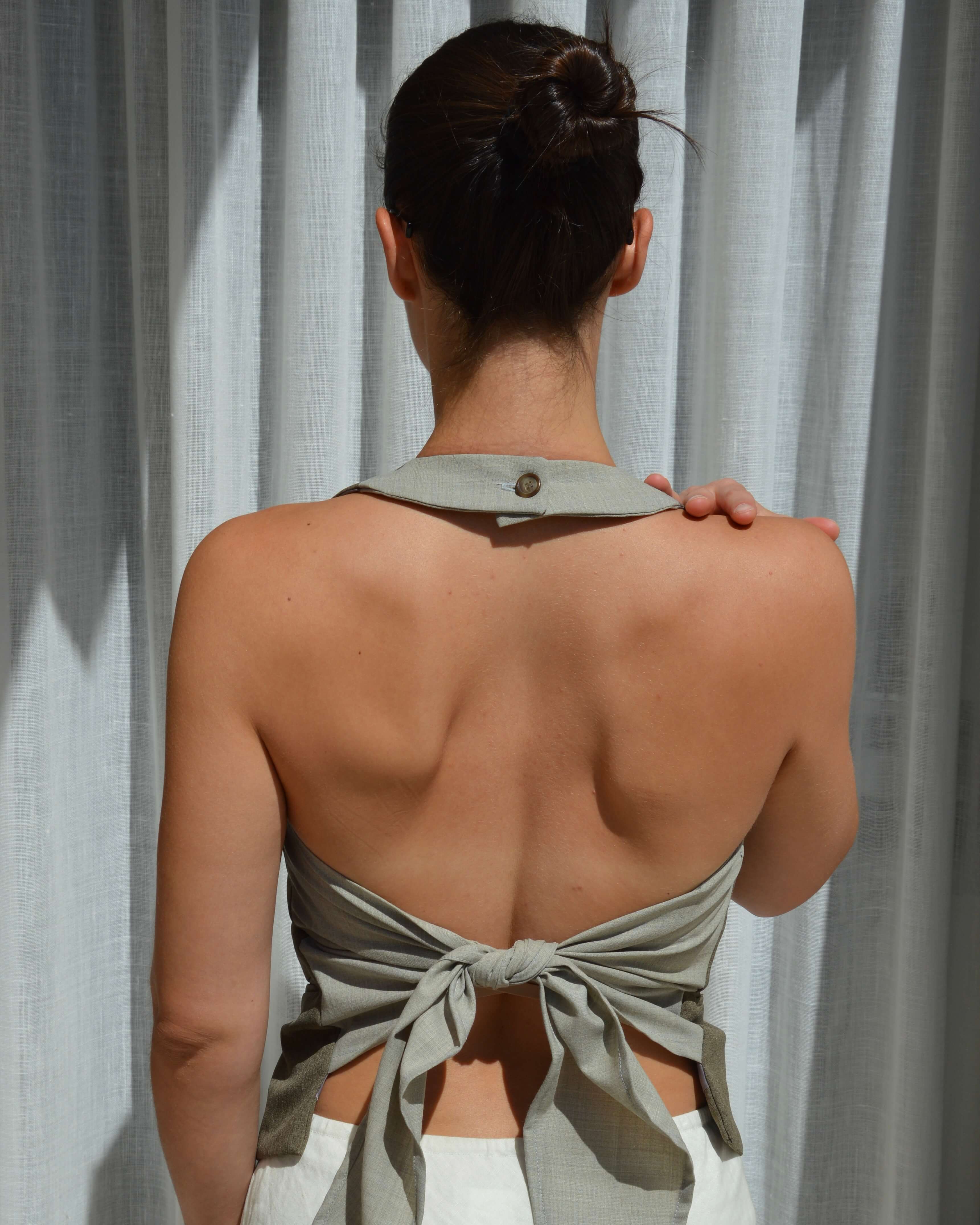 Halter Vest - Green Two Tones (S/L)