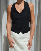 Halter Vest - Black White Lines (XS/L)