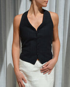 Halter Vest - Black White Lines (XS/L)