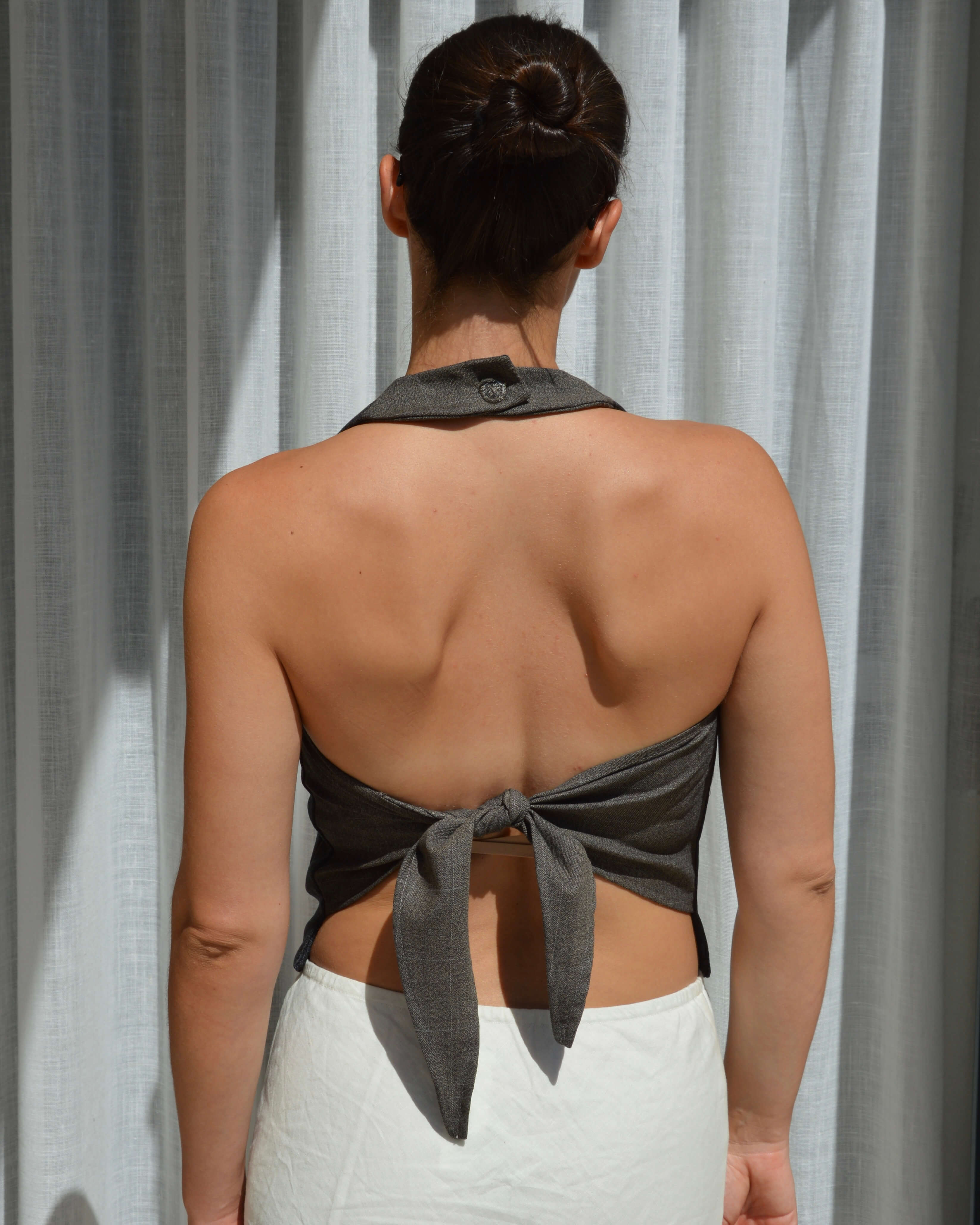 Halter Vest - Gray Special Buttons (M)