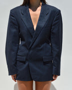 Mini Blazer Dress - Dark Blue Green Lines (XS/M)