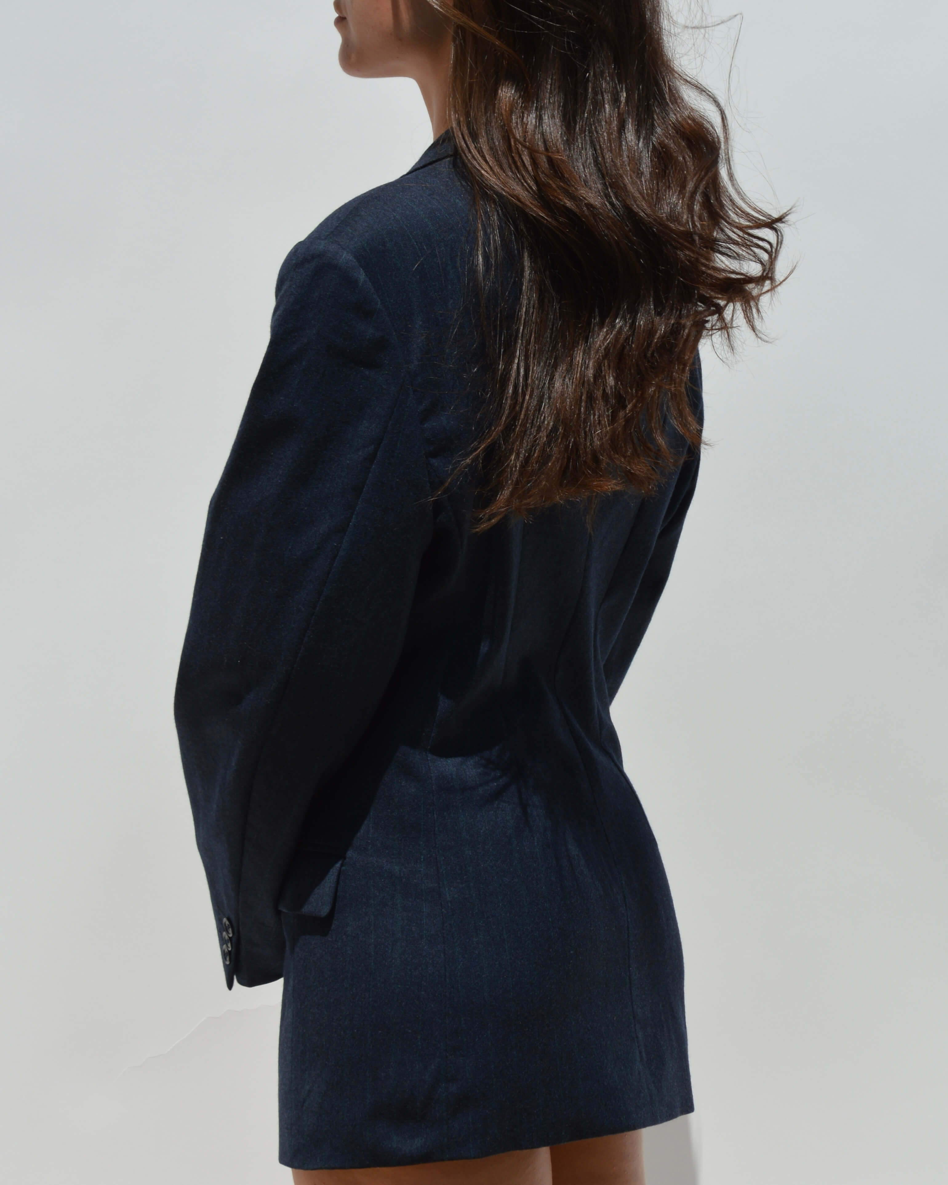 Mini Blazer Dress - Dark Blue Green Lines (XS/M)