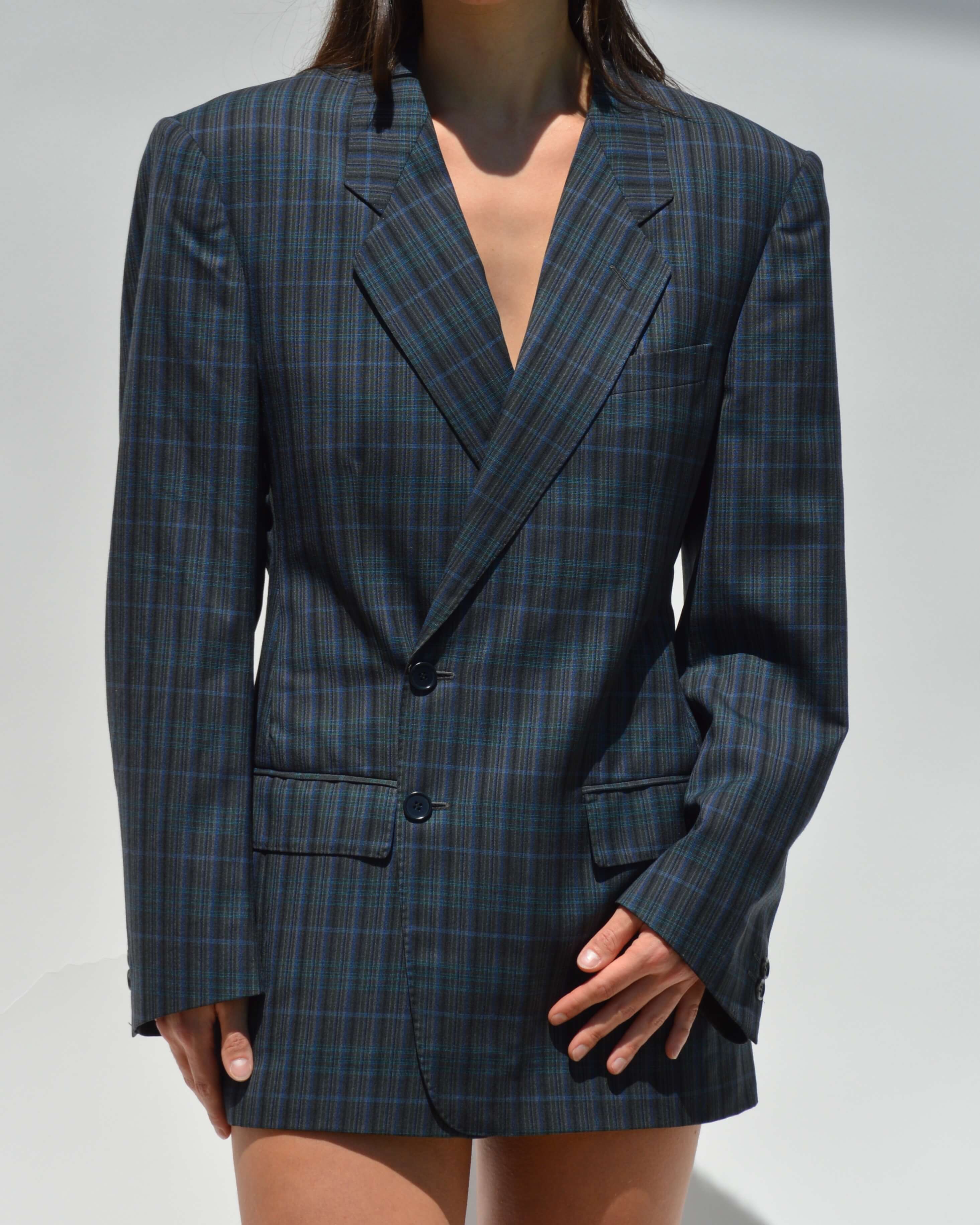 Mini Blazer Dress - Plaided Shades of Blue (XS/M)