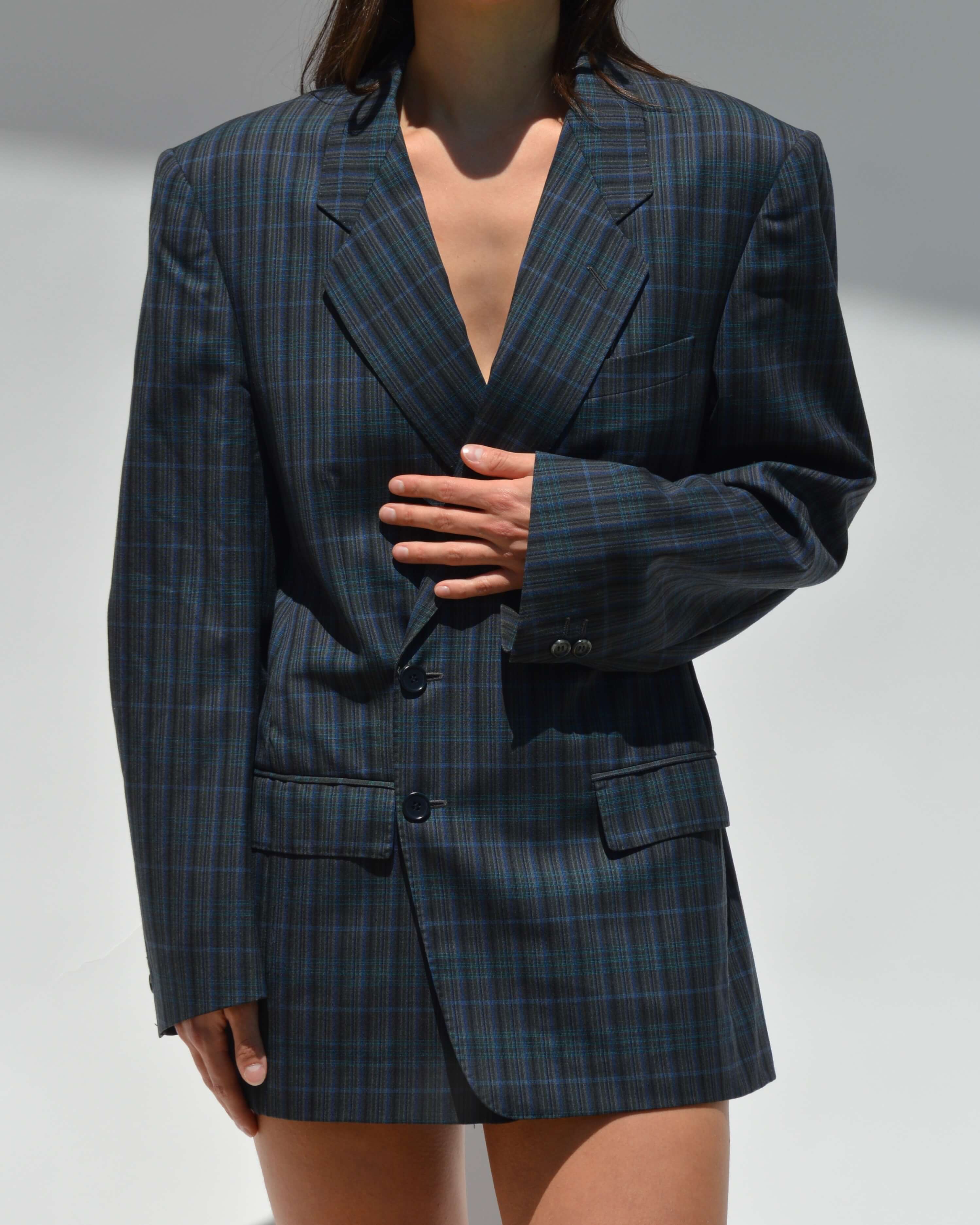 Mini Blazer Dress - Plaided Shades of Blue (XS/M)