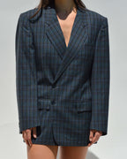 Mini Blazer Dress - Plaided Shades of Blue (XS/M)