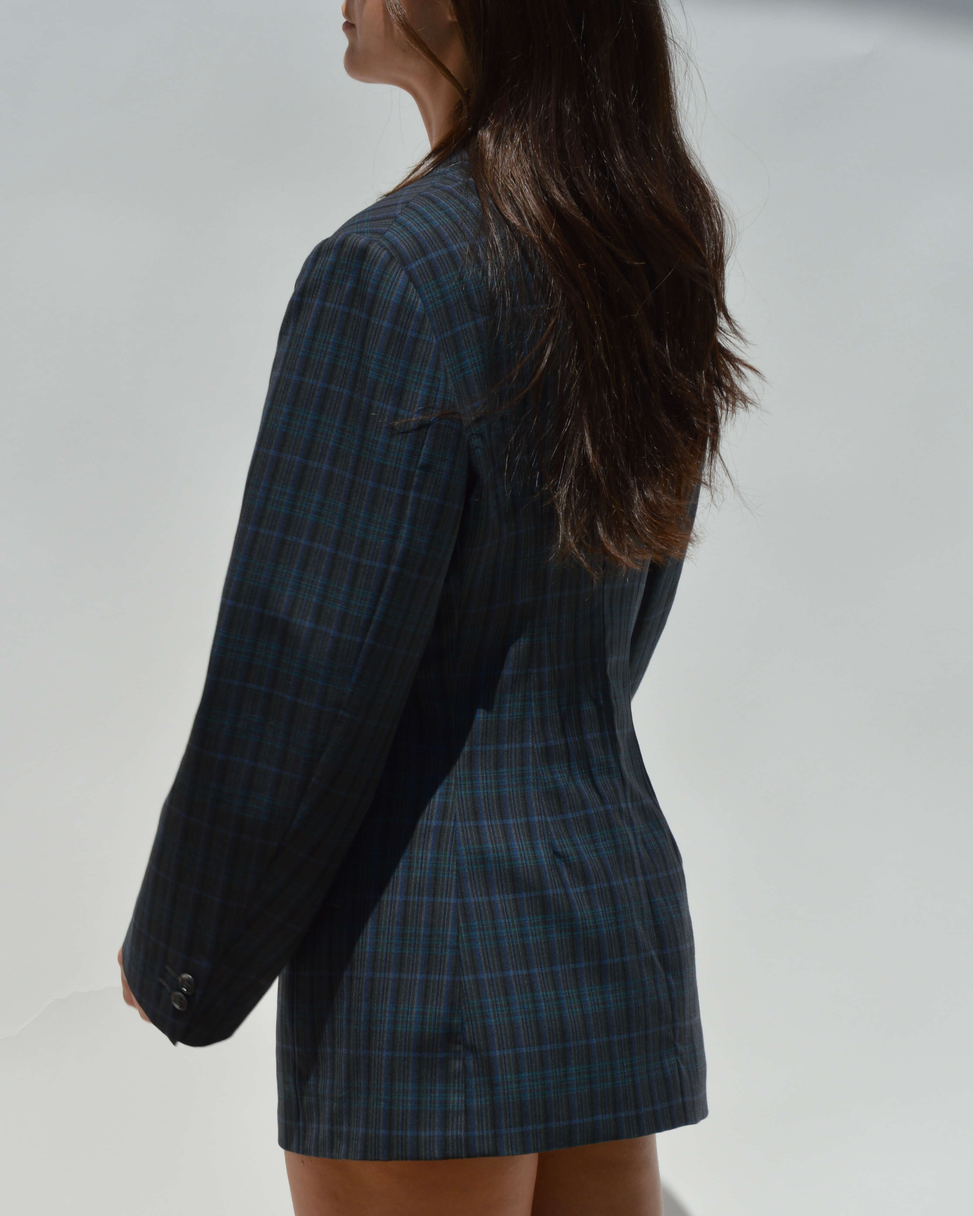 Mini Blazer Dress - Plaided Shades of Blue (XS/M)