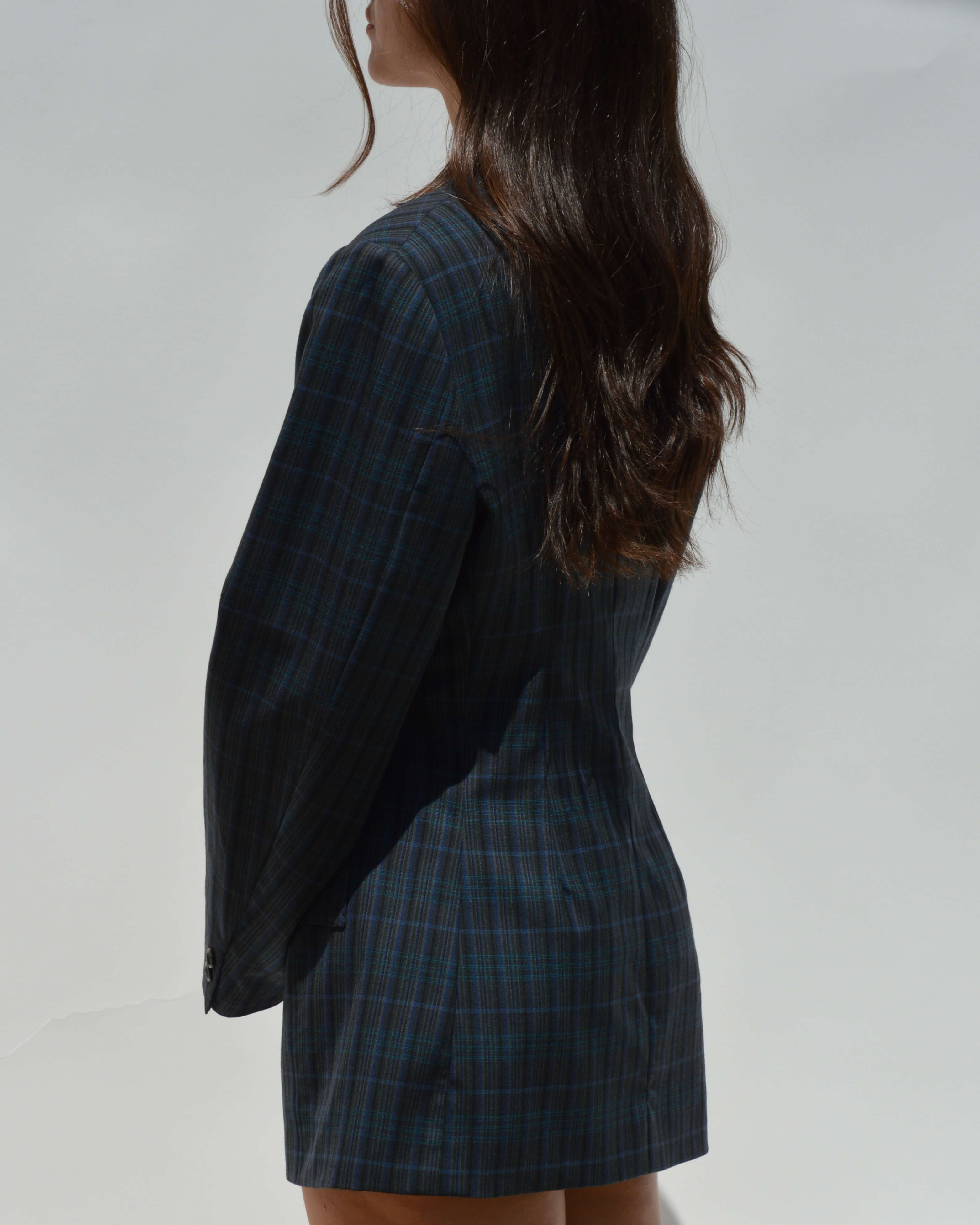 Mini Blazer Dress - Plaided Shades of Blue (XS/M)