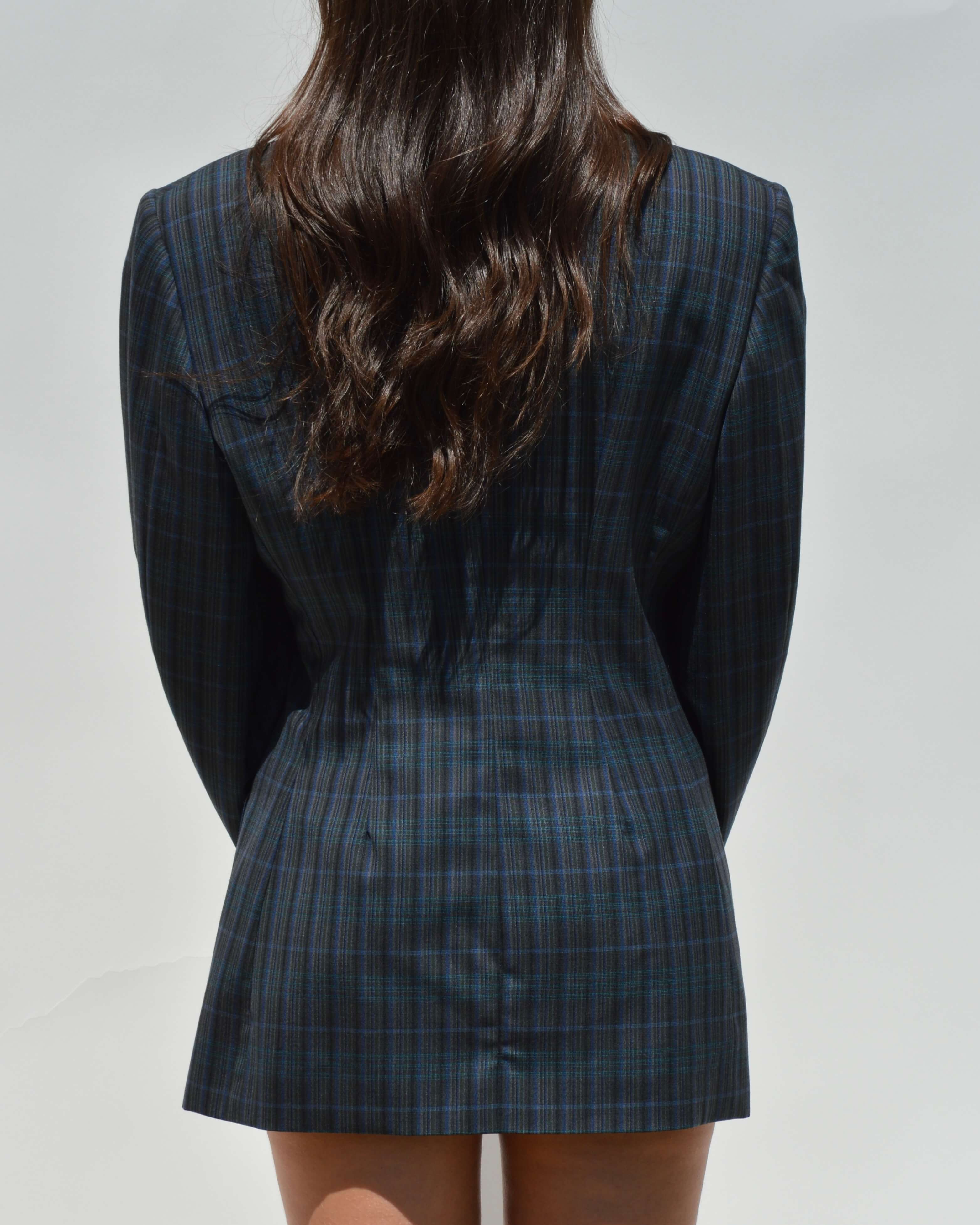 Mini Blazer Dress - Plaided Shades of Blue (XS/M)