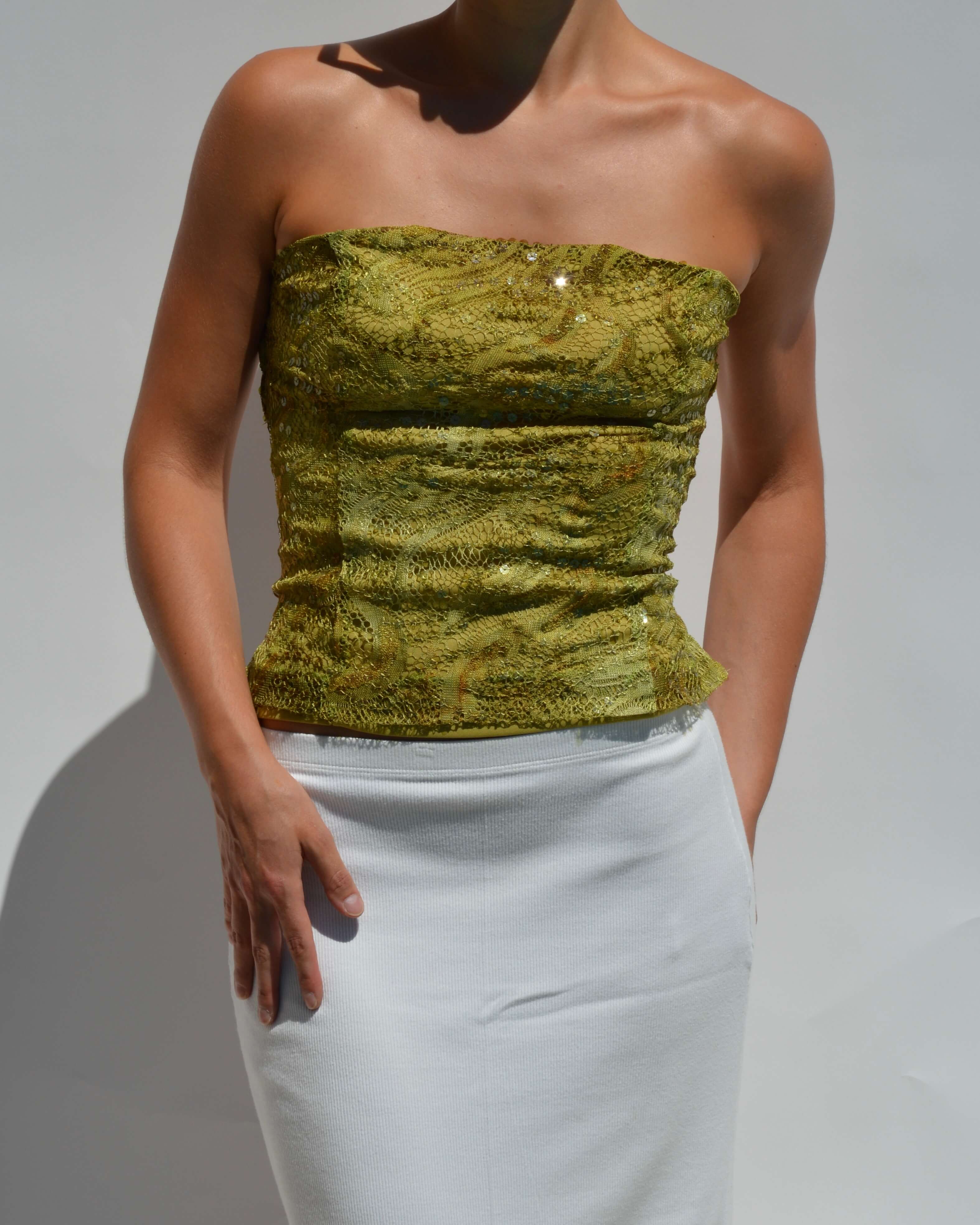 Top de corsé con lentejuelas gitanas (XS/L)