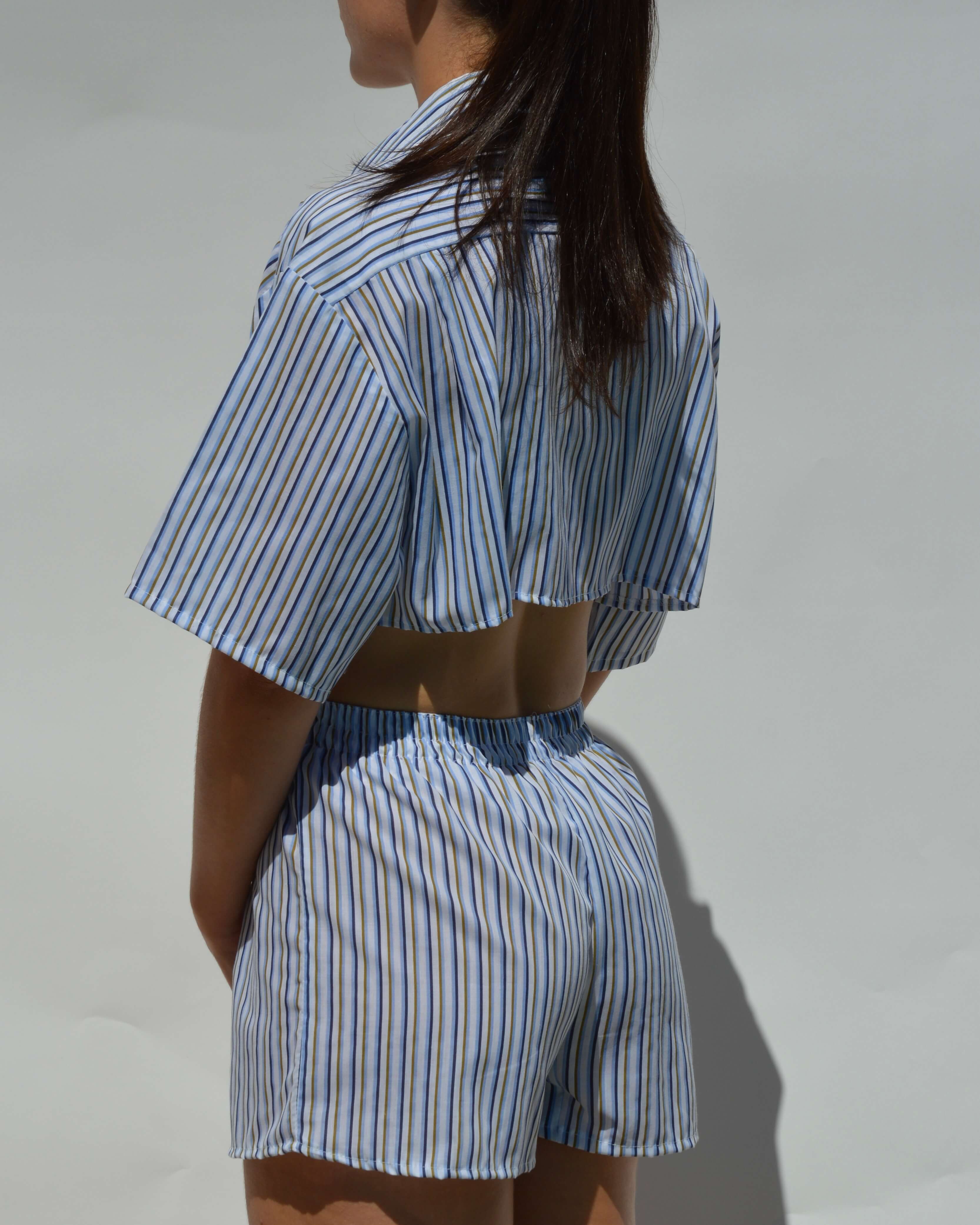 Pijama de rayas azules y verdes (XXS/S)