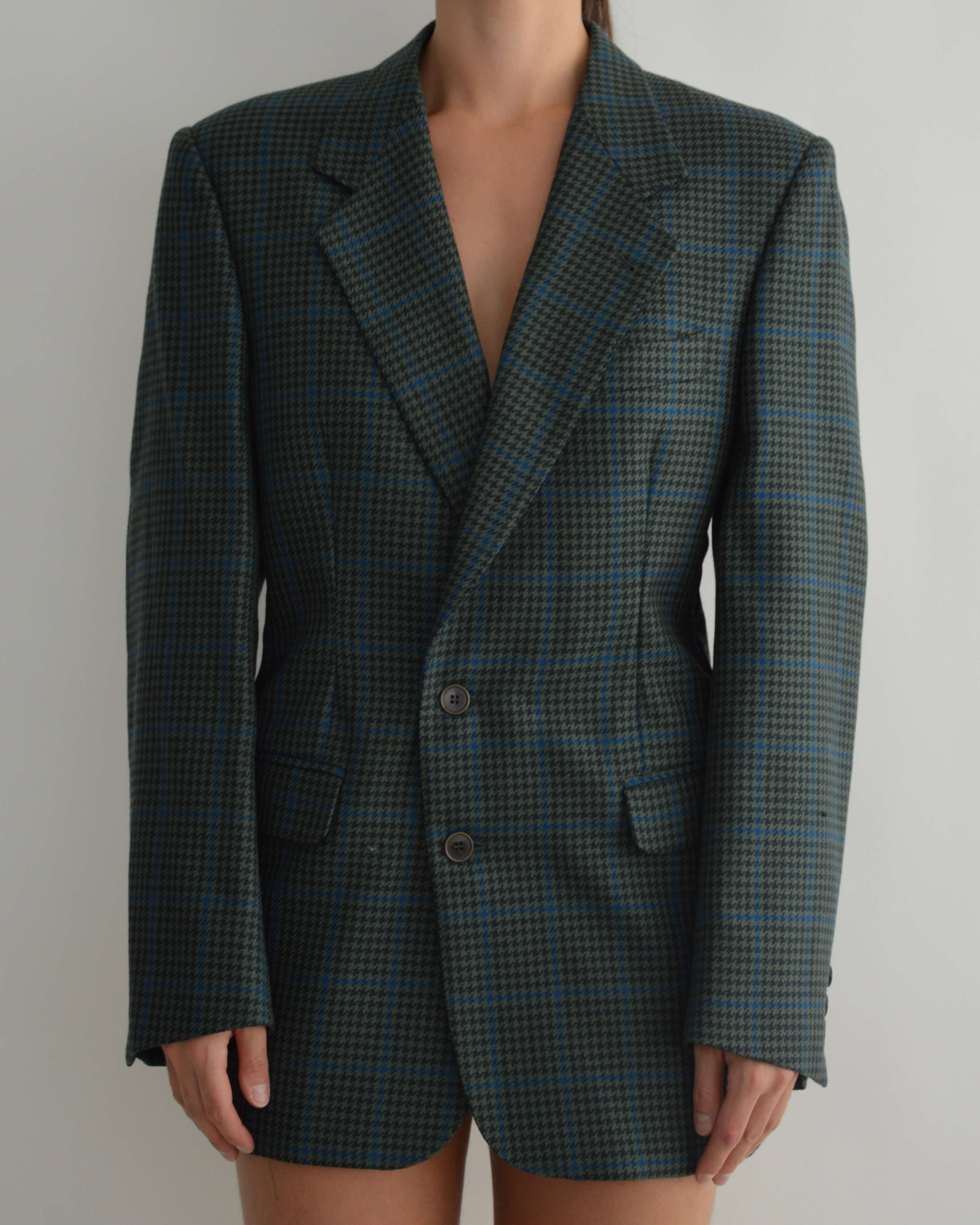 Vestido mini blazer - Verde oscuro texturizado (talla S/M)