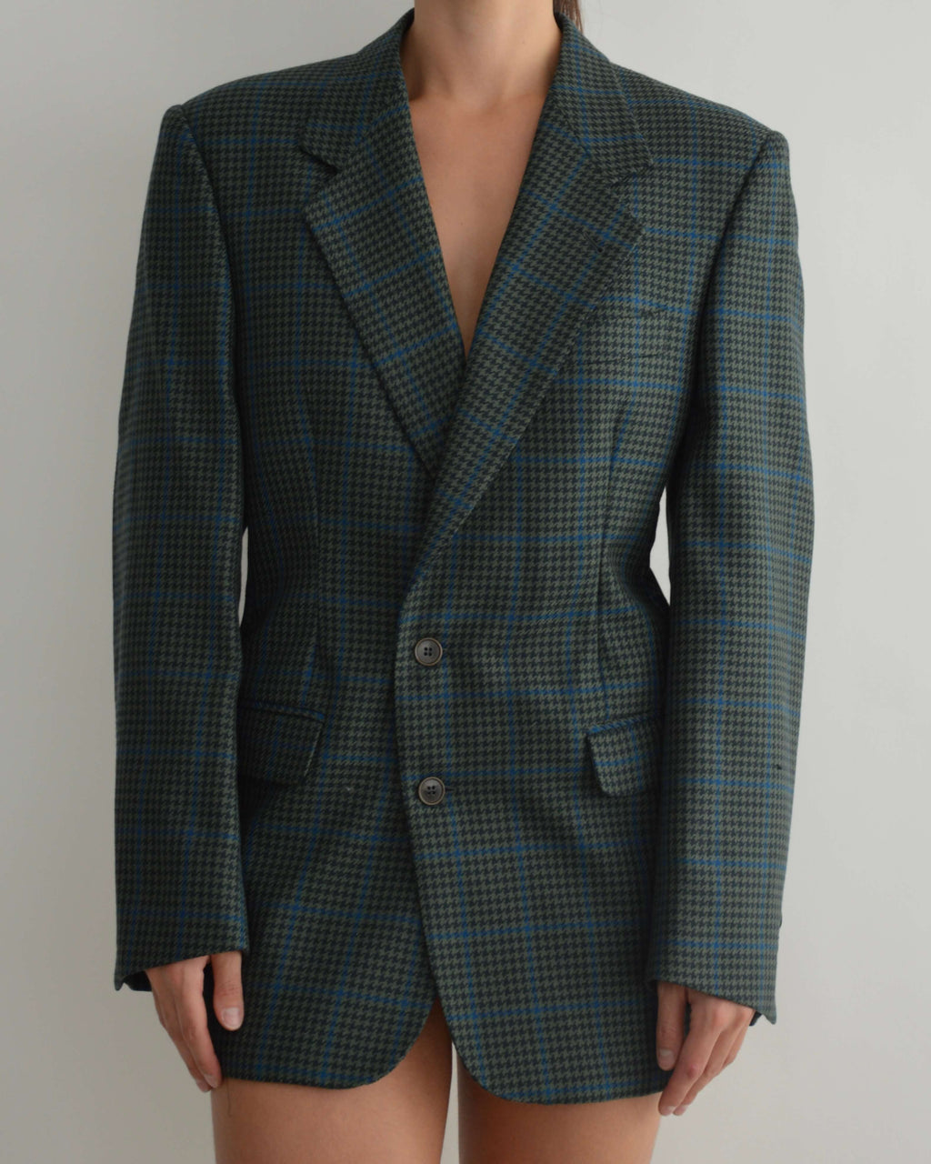 Mini Blazer Dress - Textured Dark Green (S/M)