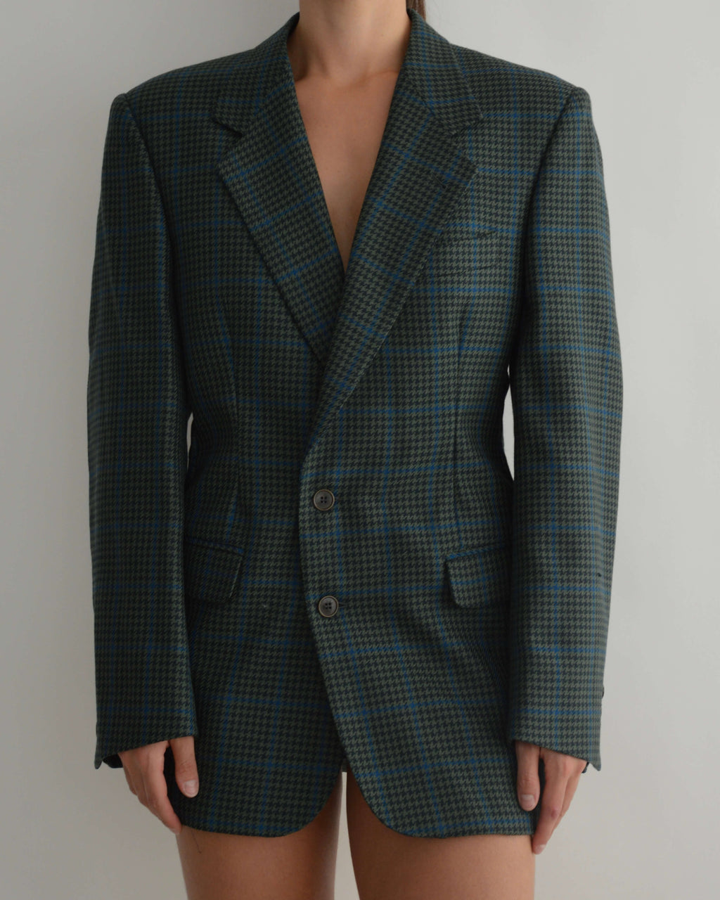 Mini Blazer Dress - Textured Dark Green (S/M)