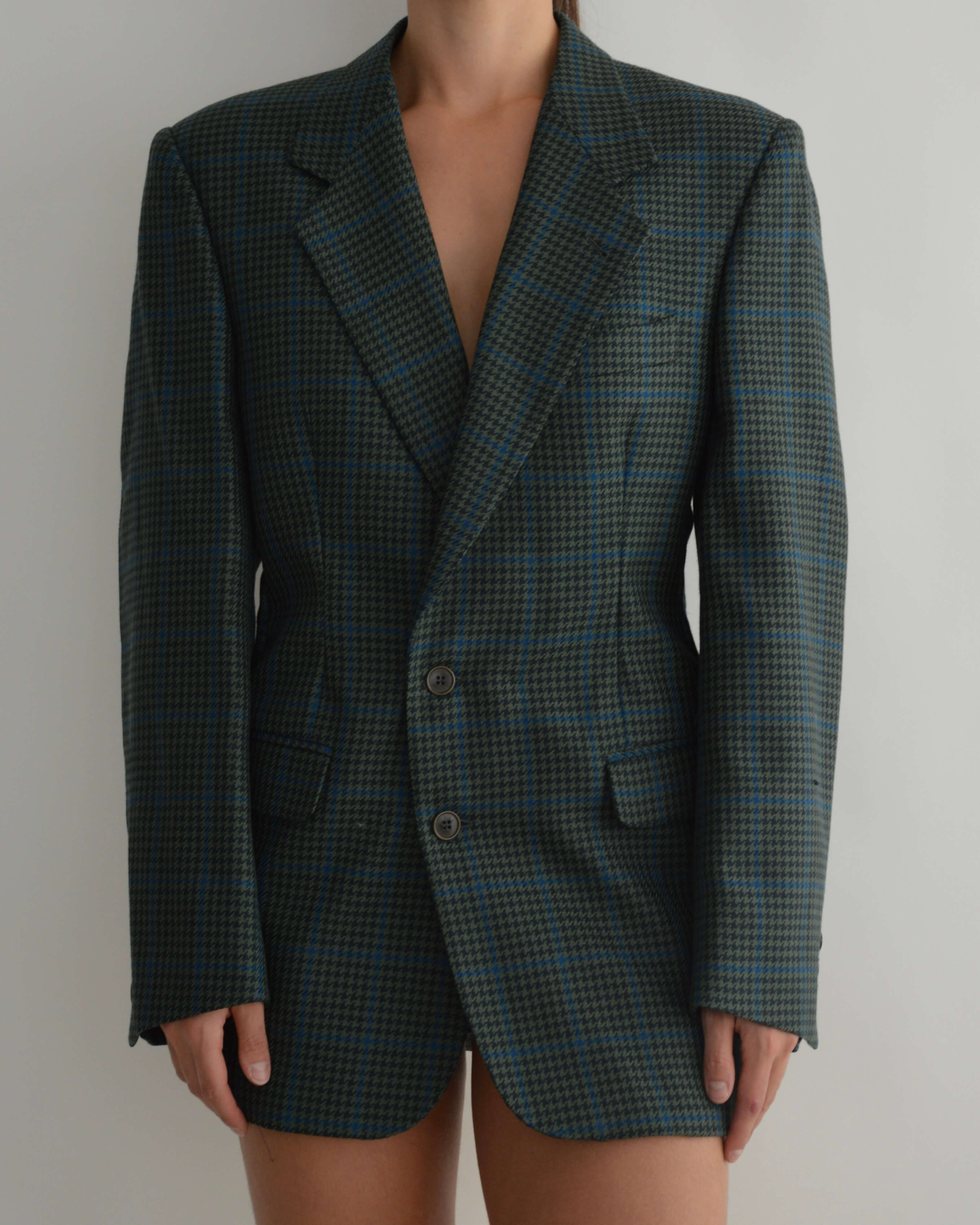 Vestido mini blazer - Verde oscuro texturizado (talla S/M)