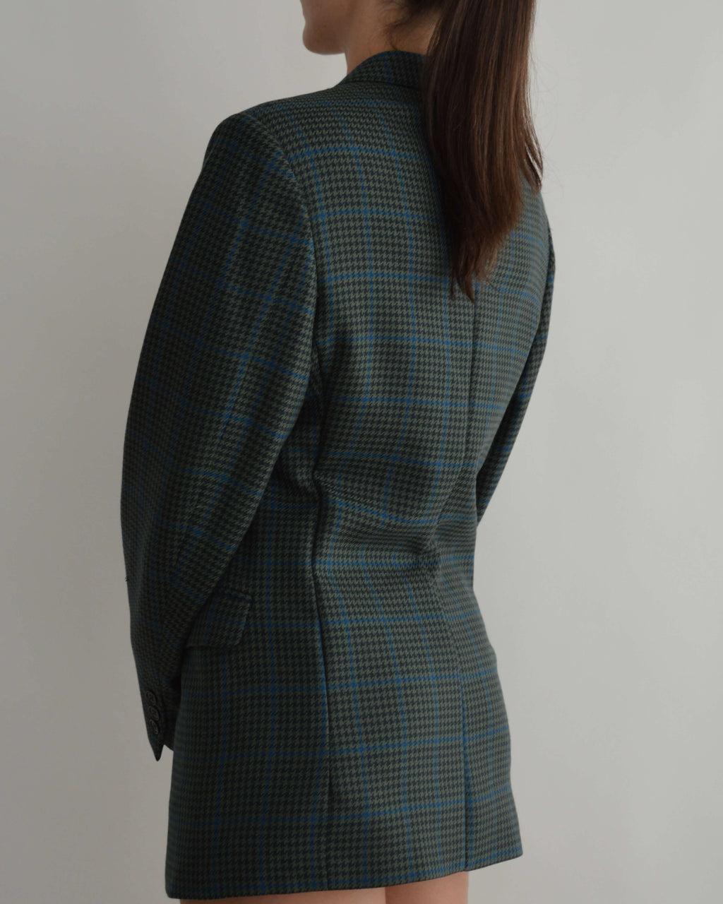 Mini Blazer Dress - Textured Dark Green (S/M)