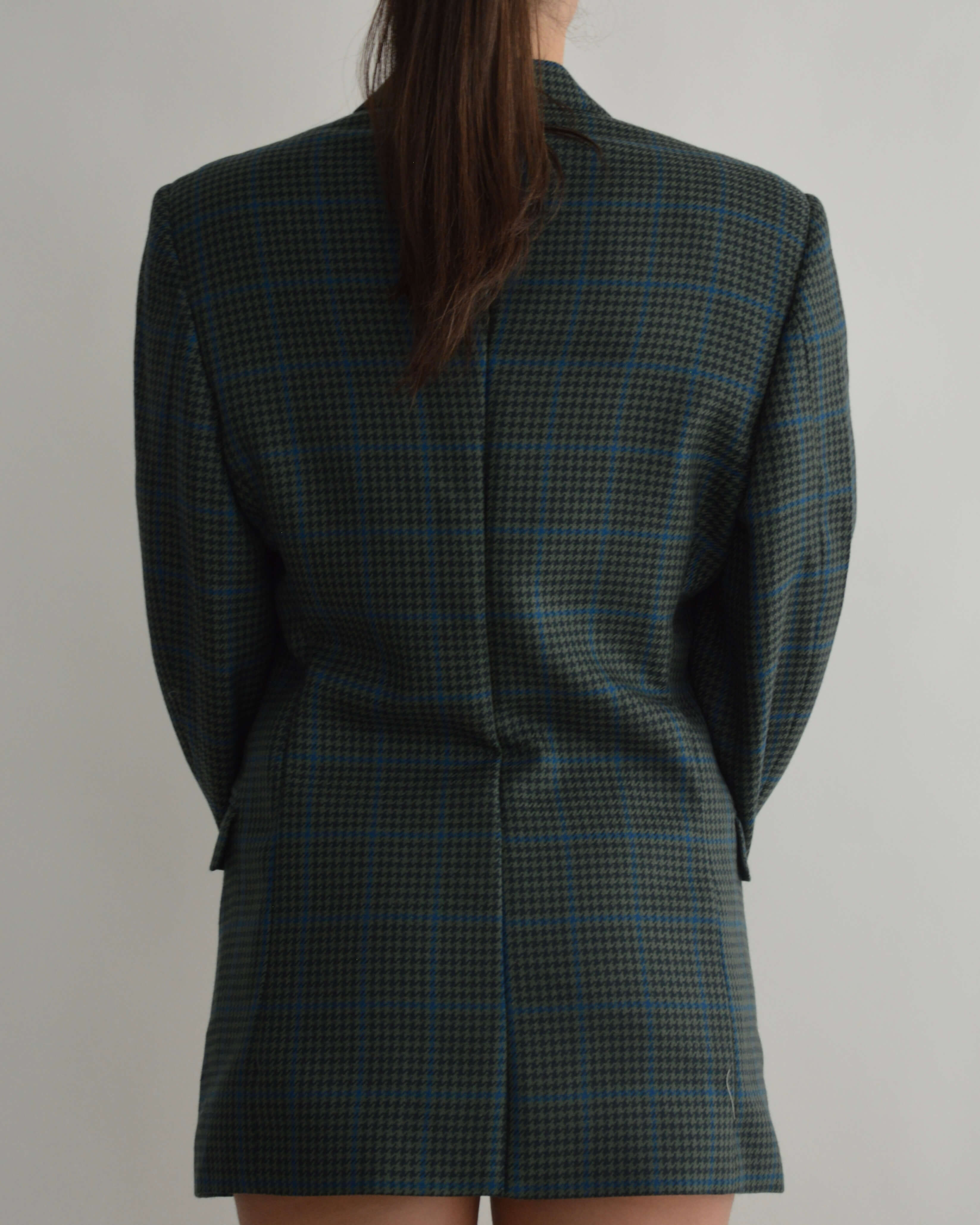 Mini Blazer Dress - Textured Dark Green (S/M)