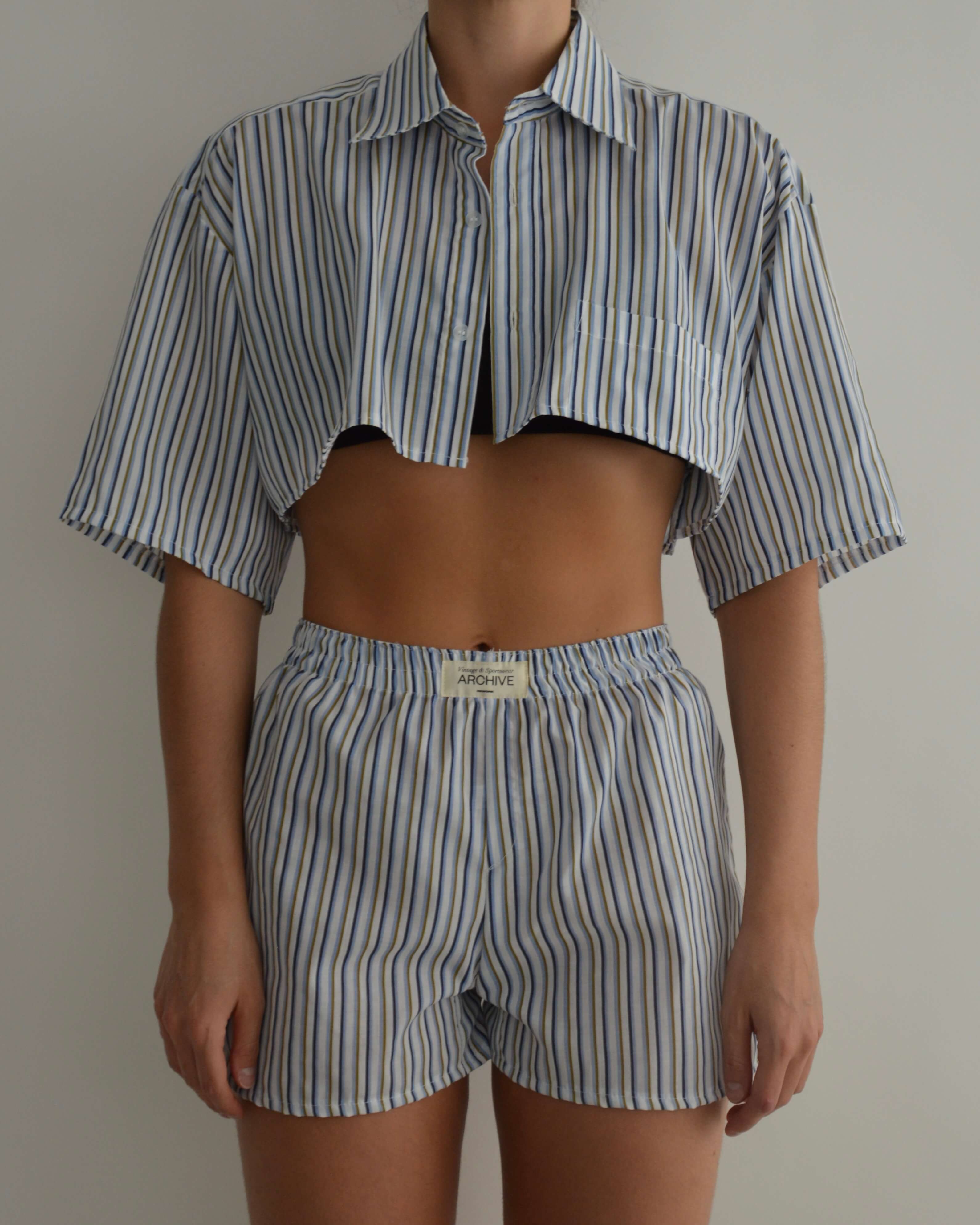 Pijama de rayas azules y verdes (XXS/S)