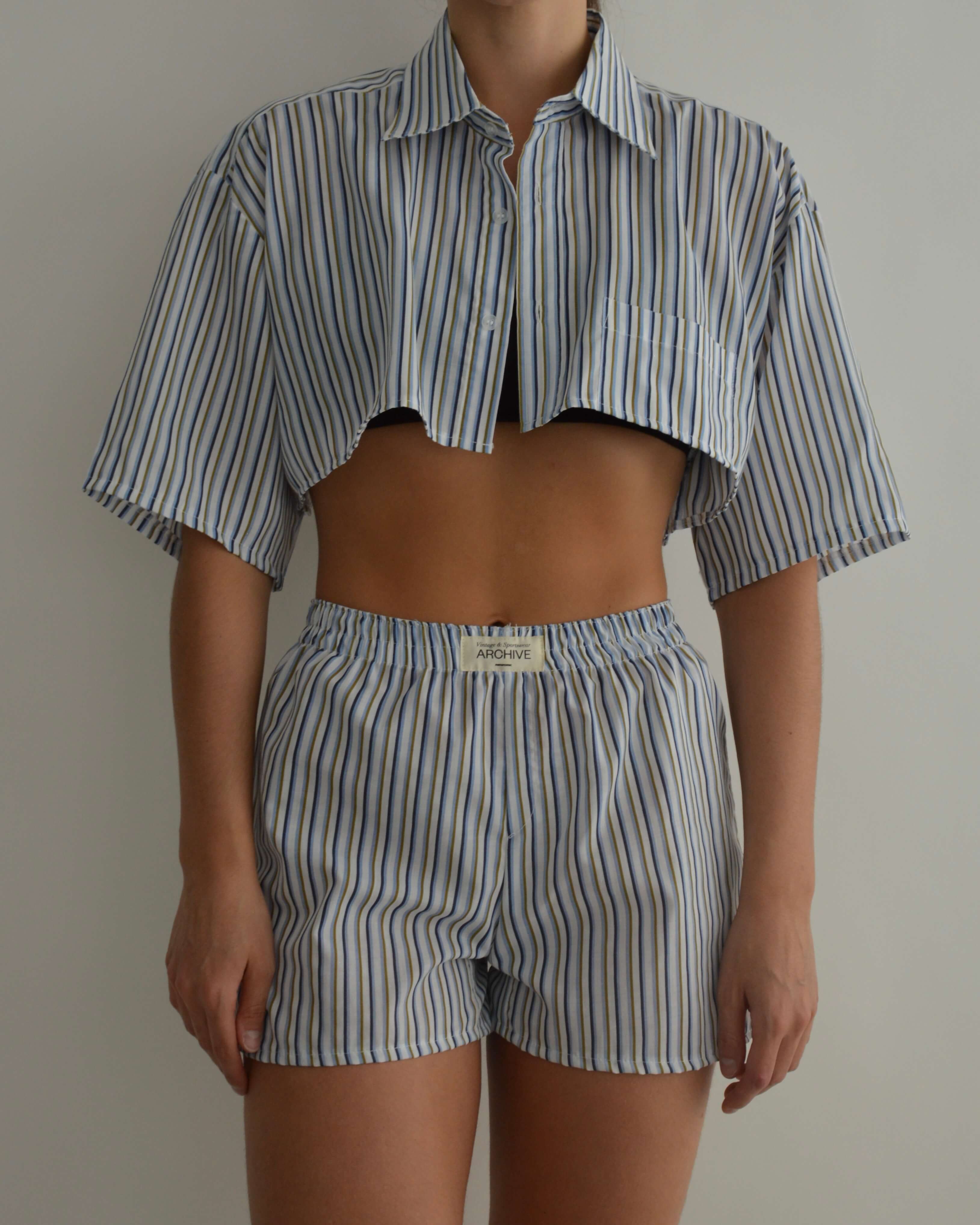 Pijama de rayas azules y verdes (XXS/S)