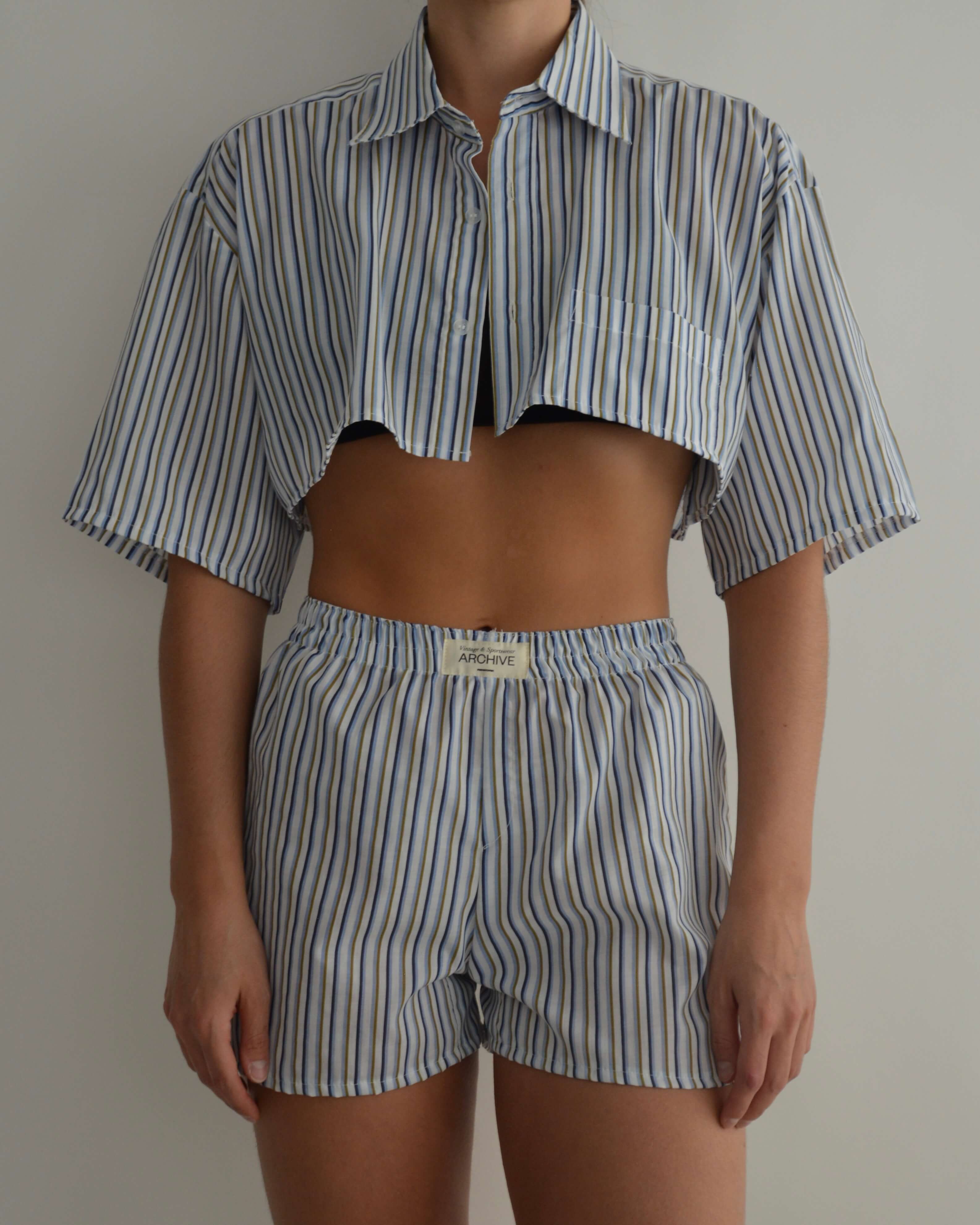 Pijama de rayas azules y verdes (XXS/S)