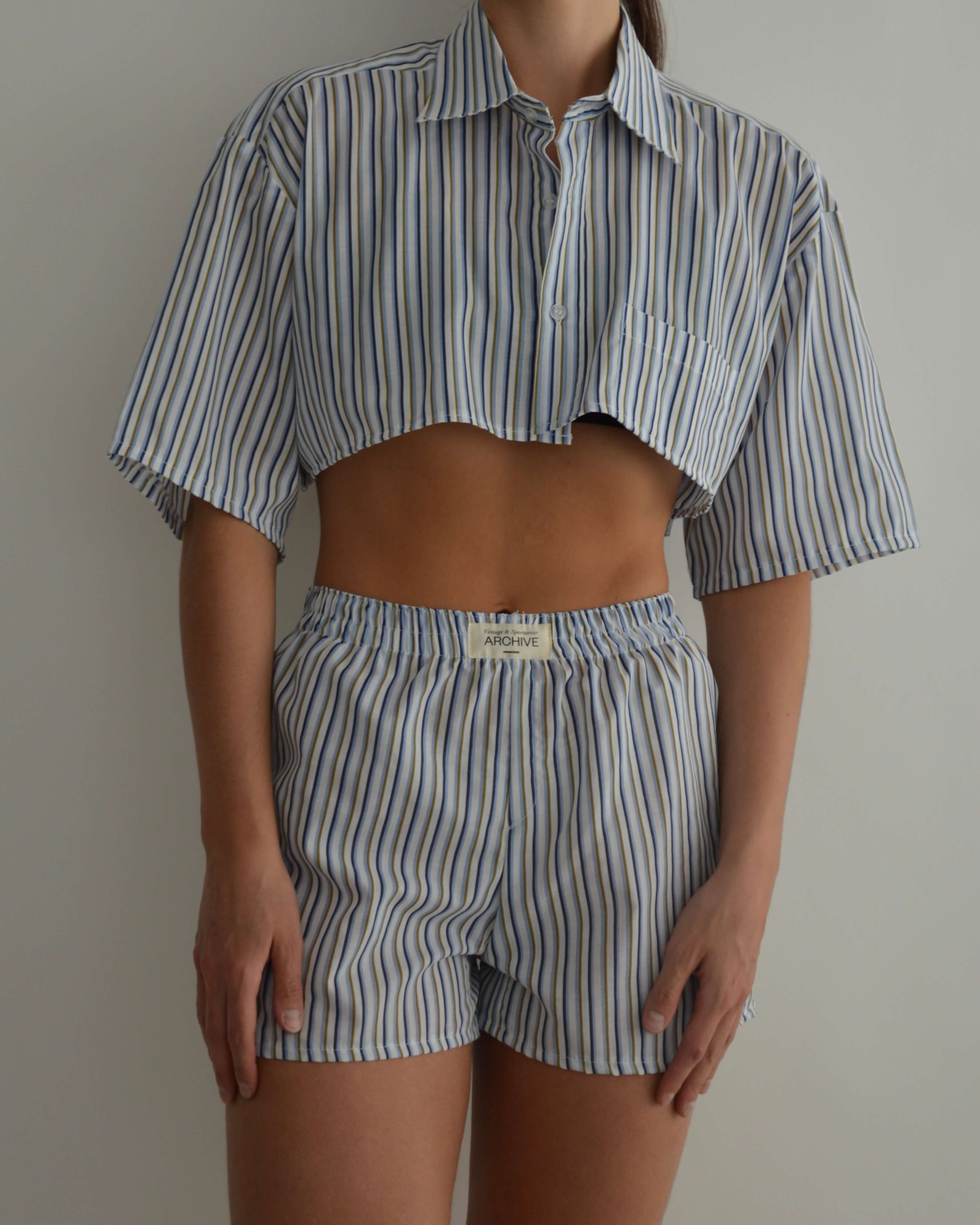 Pijama de rayas azules y verdes (XXS/S)