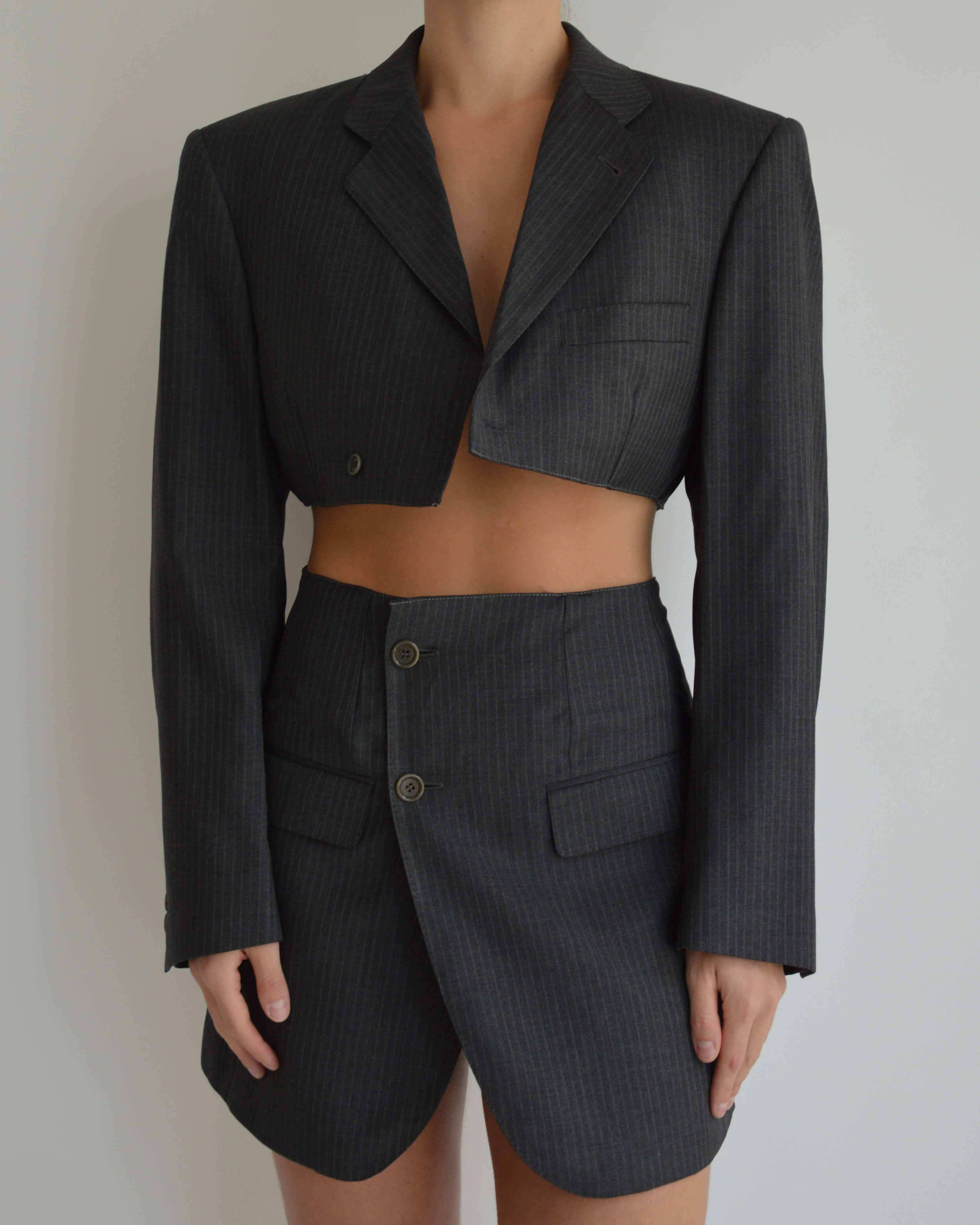 Blaset - Pantalón alto de rayas negras (talla S/M)