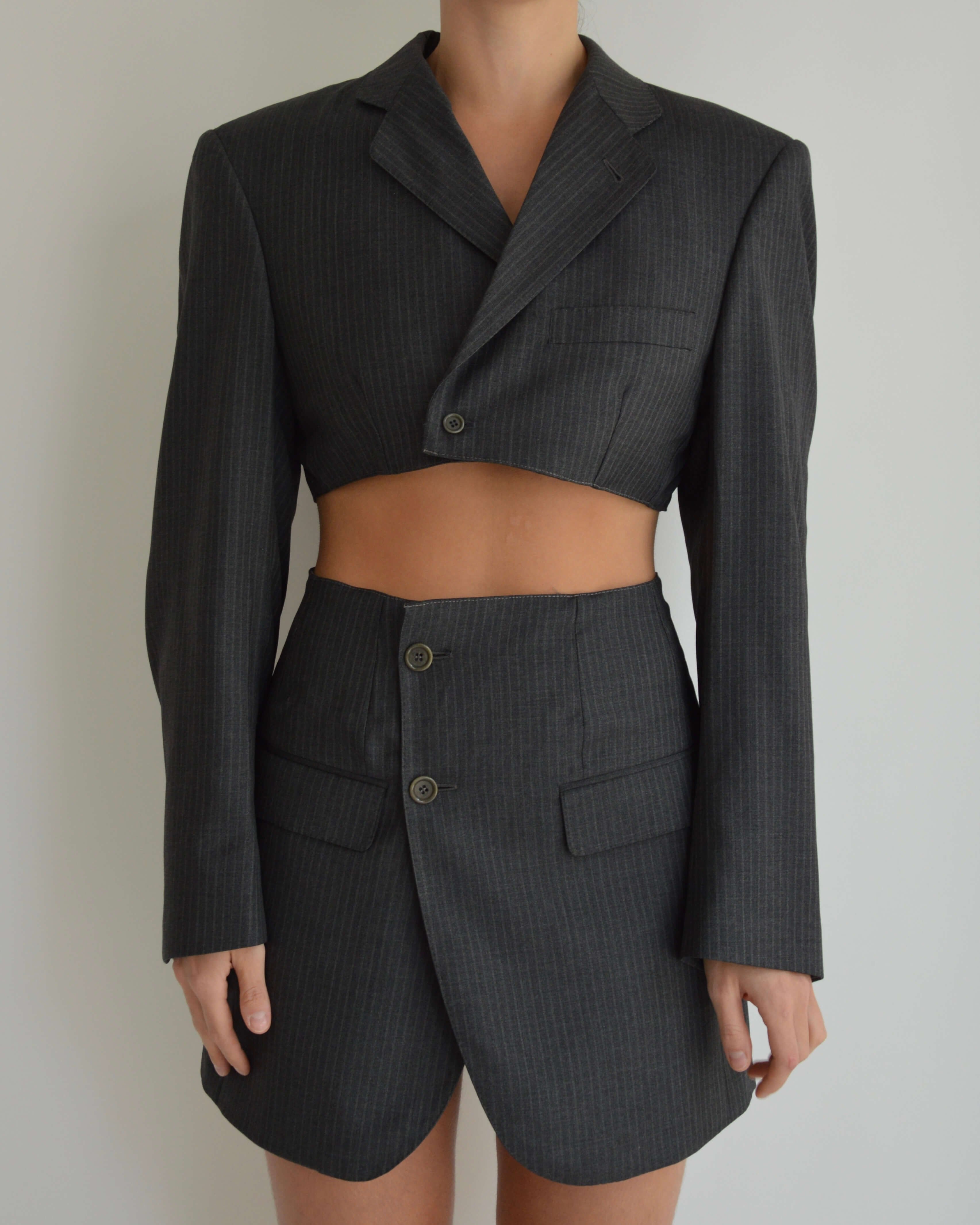 Blaset - Pantalón alto de rayas negras (talla S/M)