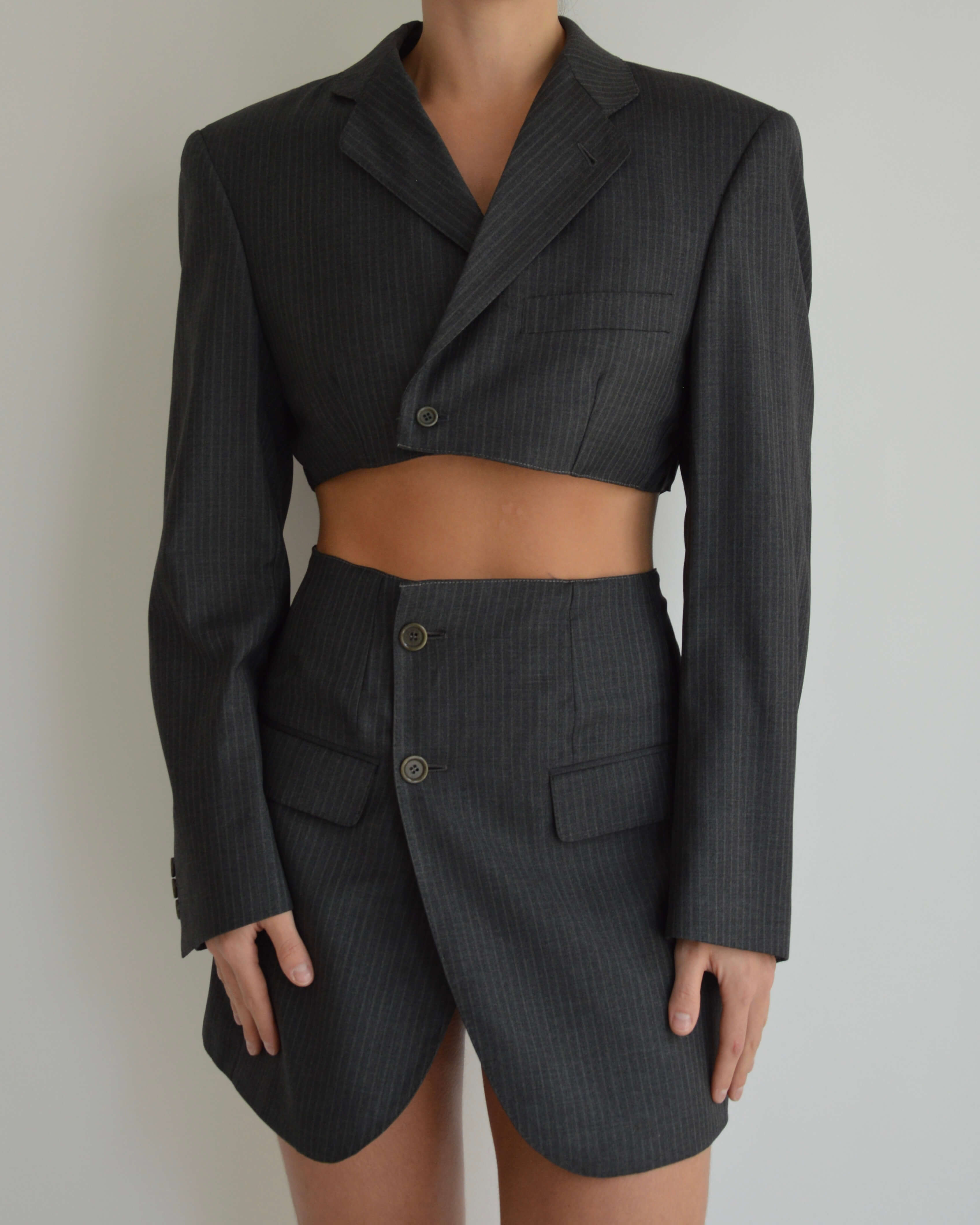 Blaset - Pantalón alto de rayas negras (talla S/M)