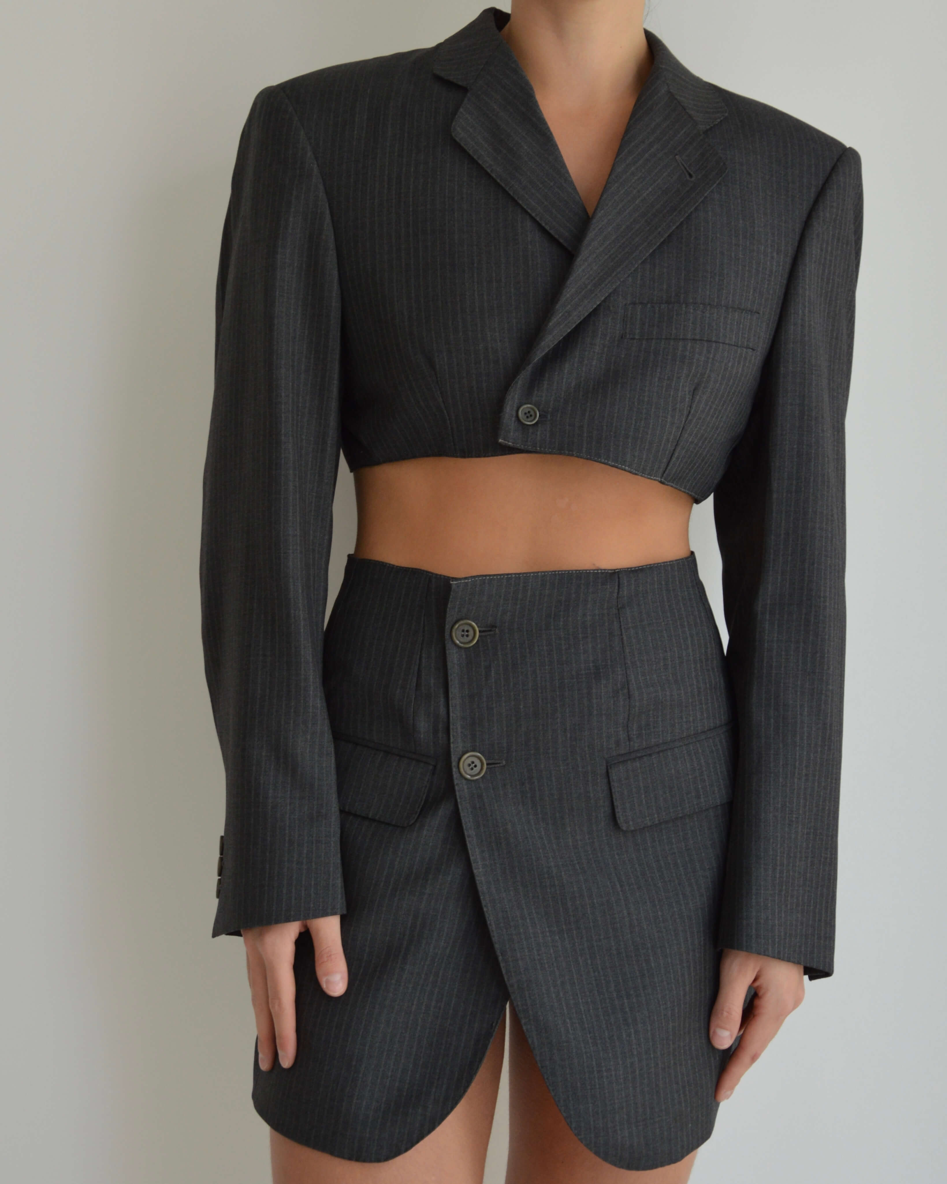 Blaset - Pantalón alto de rayas negras (talla S/M)