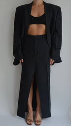 Skirt Suit - Black White Lines (S/M)