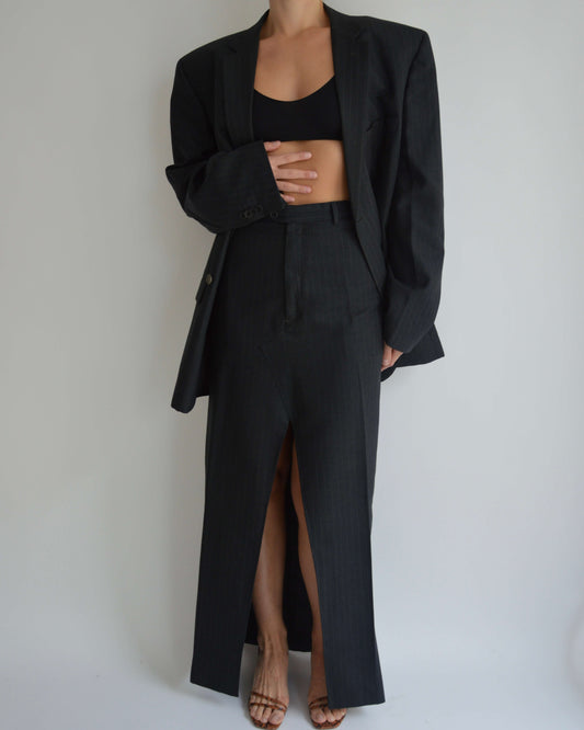 Skirt Suit - Black White Lines (S/M)